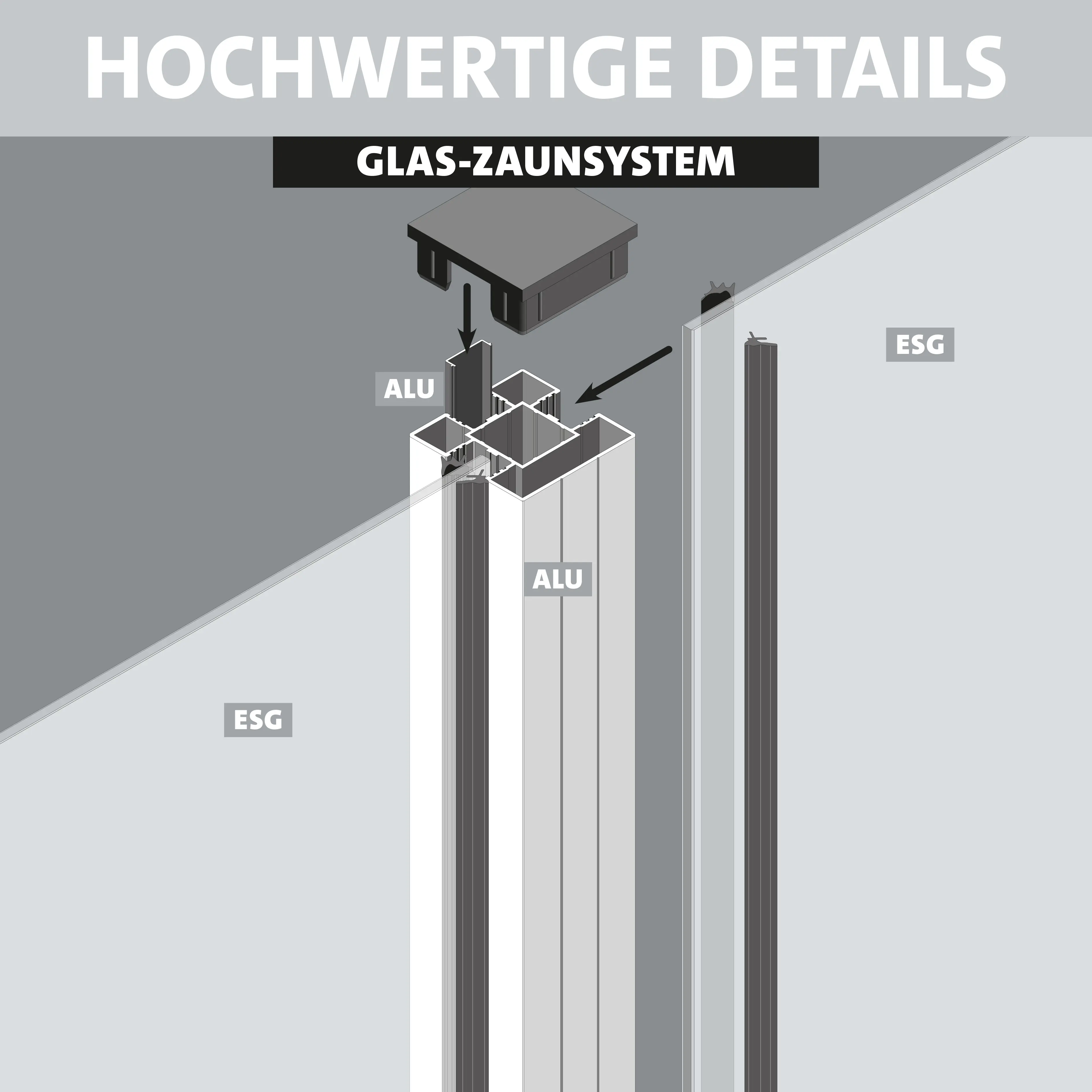 Ambiente Glaszaun Erweiterungsset Klarglas 187 x 55,7 cm weiß
