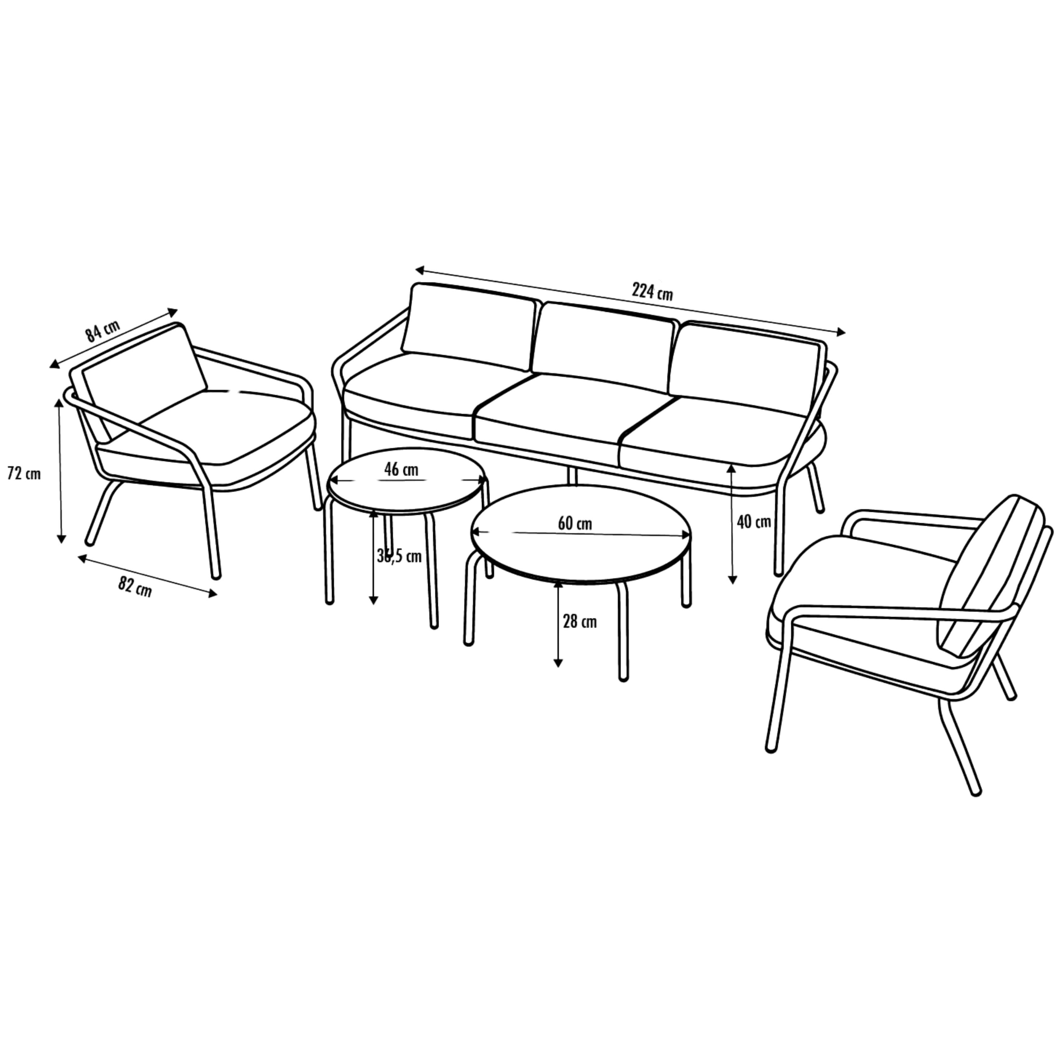 Primaster Gartenmöbel-Set Locarno Stahl
