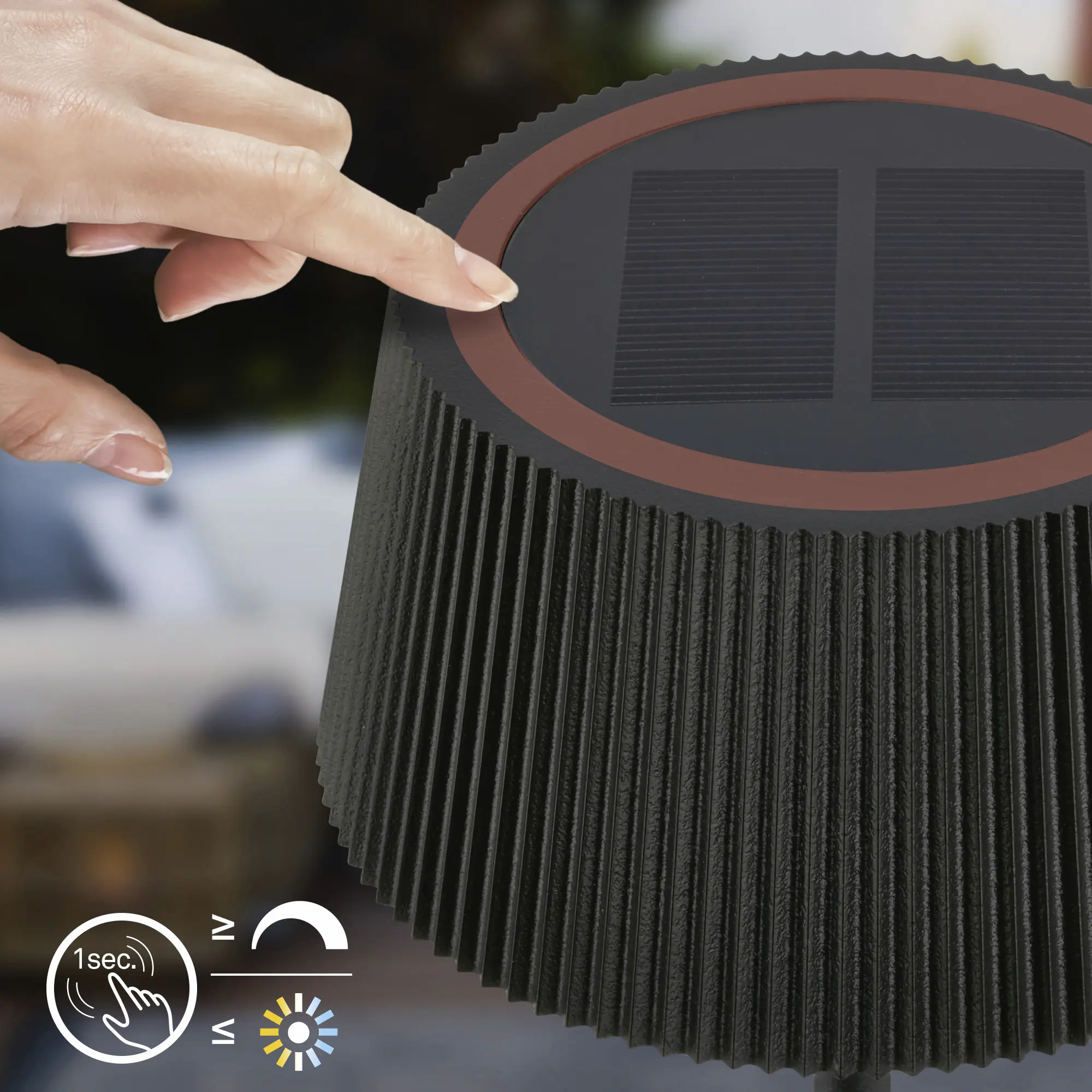 Briloner LED Solar-Tischleuchte Alia Ø 12 x 34 cm warmweiß-kaltweiß schwarz matt dimmbar