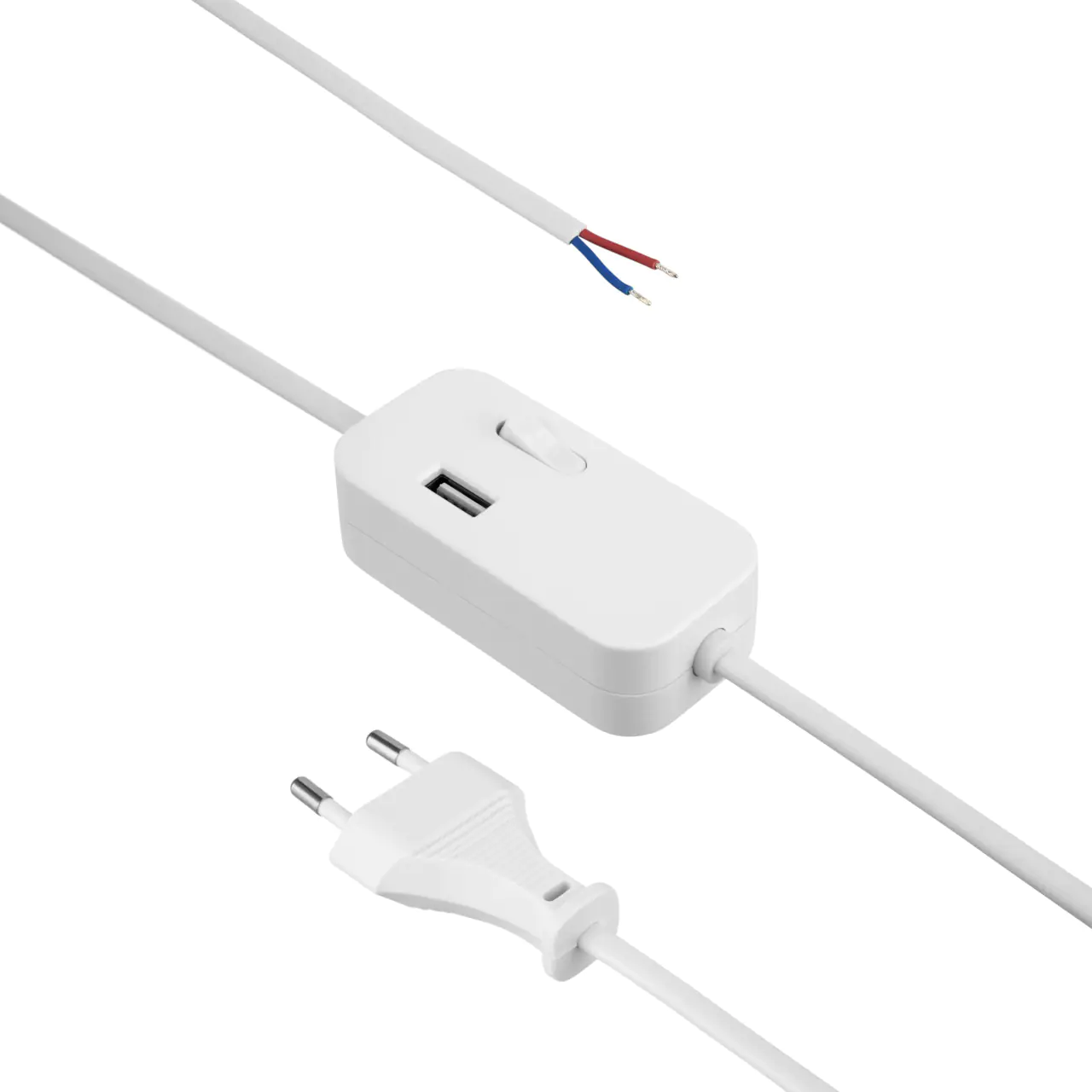 REV Zuleitung Euro 2,5A mit Schalter USB A 2m weiß