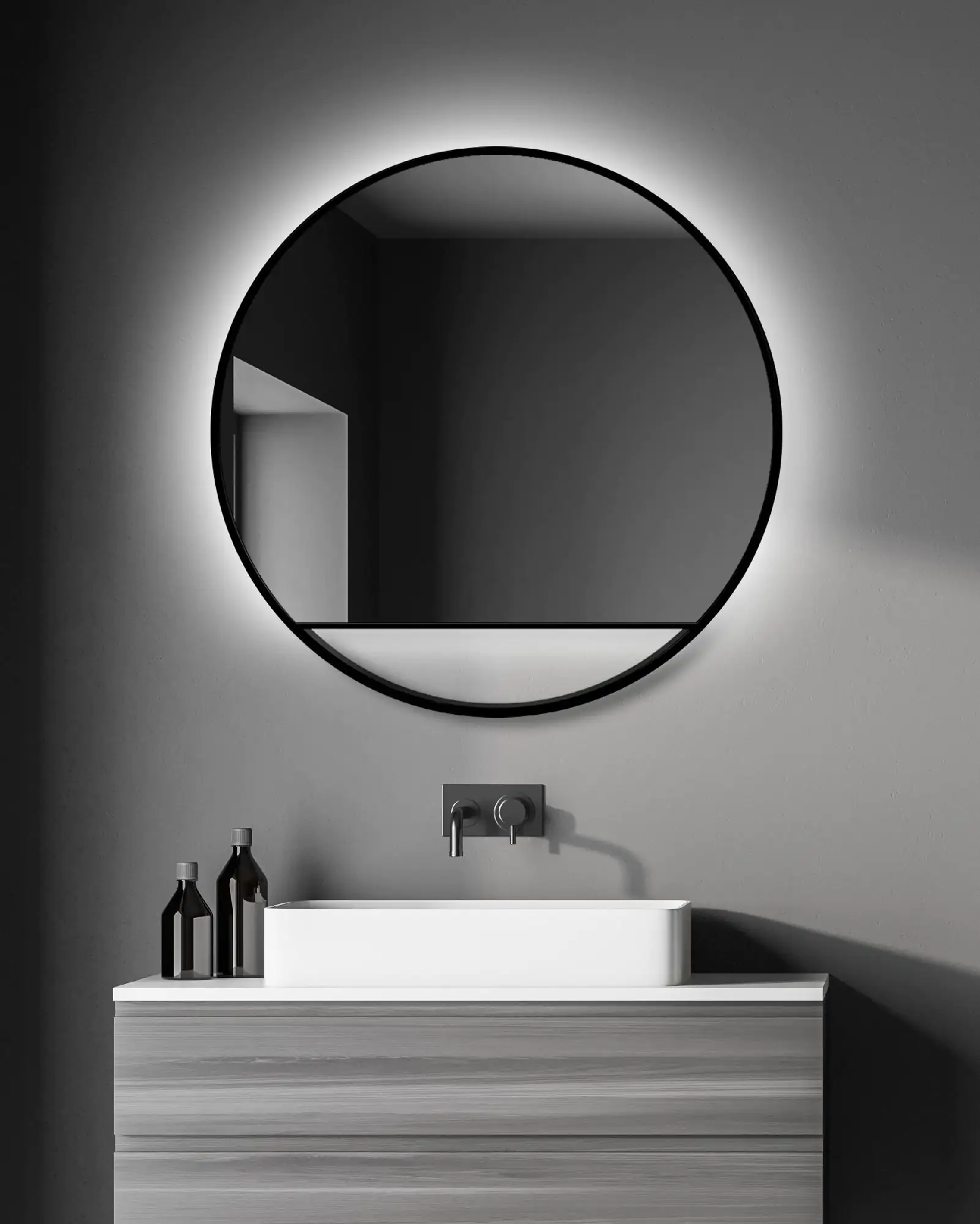 DSK LED Lichtspiegel Silver Cosmos Ø80 cm, schwarz