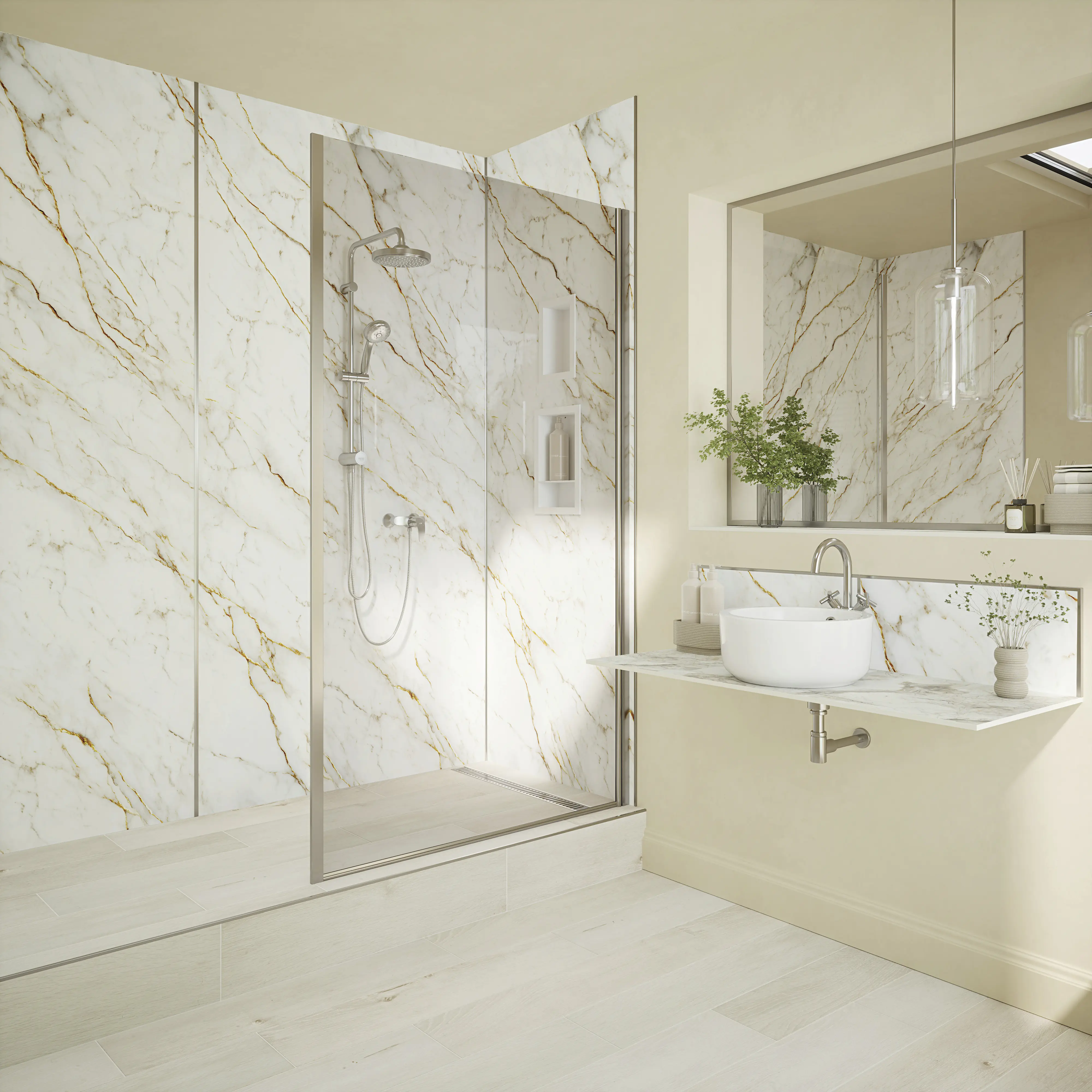 Wetwall Alloy Spritzschutzwand 80 x 25 cm Norris Marble 