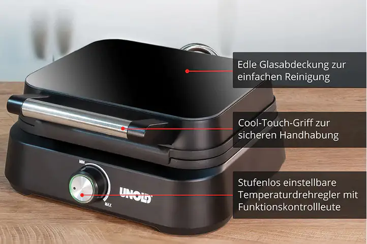 Unold Waffelautomat Brüssel  1500 Watt, für 17x10 cm Waffeln