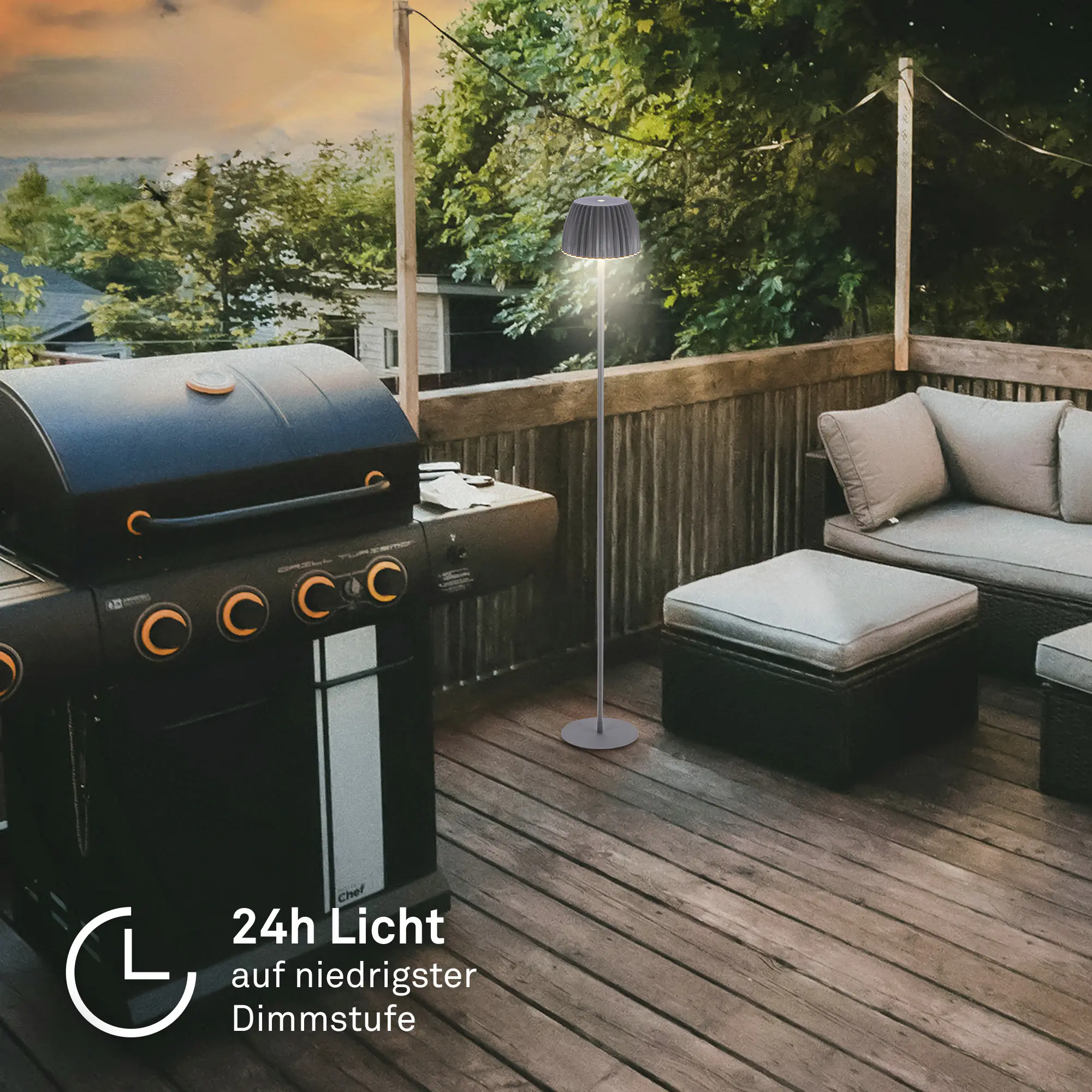 Briloner LED-Stehleuchte Riffle mit Akku anthrazit dimmbar