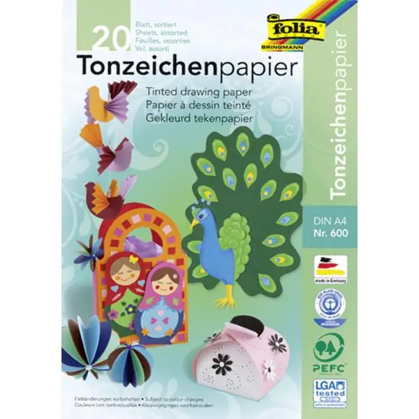 Glorex Tonzeichenpapierblock 130g/m² sortiert A4 20 Blatt