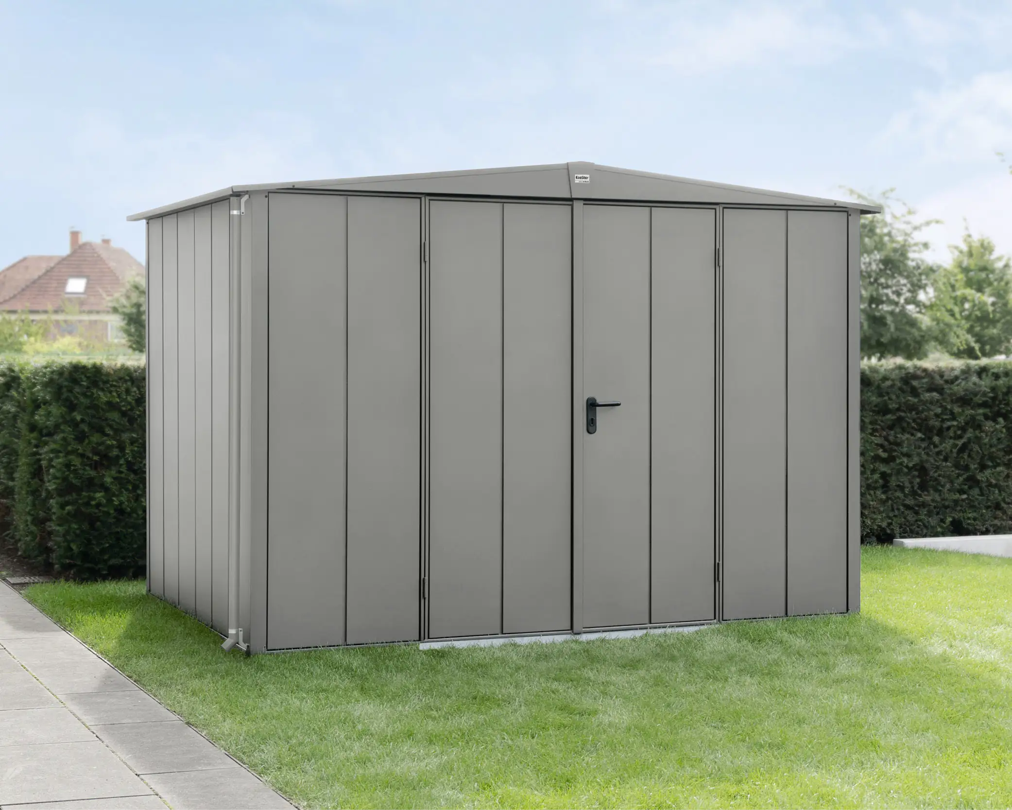 EcoStar Gerätehaus Elegant-S Typ 3 graualuminium 2 flg 323,6 x 247,7 cm