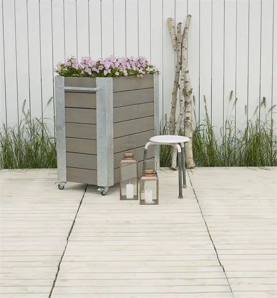Plus Blumenkasten Cubic 87 x 50 x 95 cm graubraun mit Räder