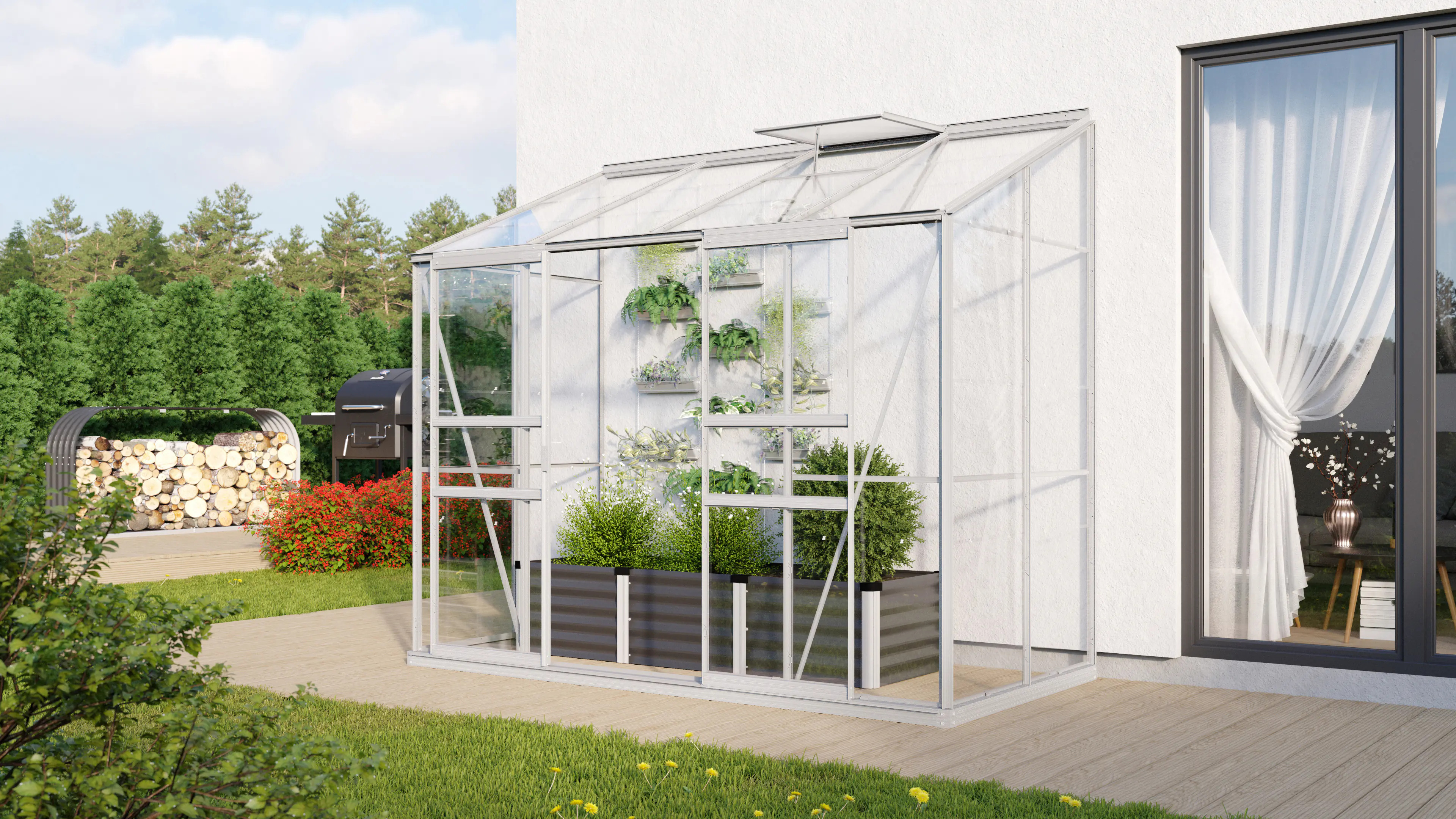 Vitavia Anlehngewächshaus Styx 3300 128 x 254 cm 3 mm ESG
