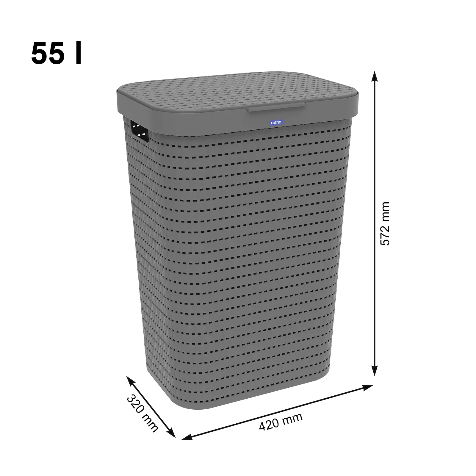 Rotho Wäschesammler Country, 55 L anthrazit