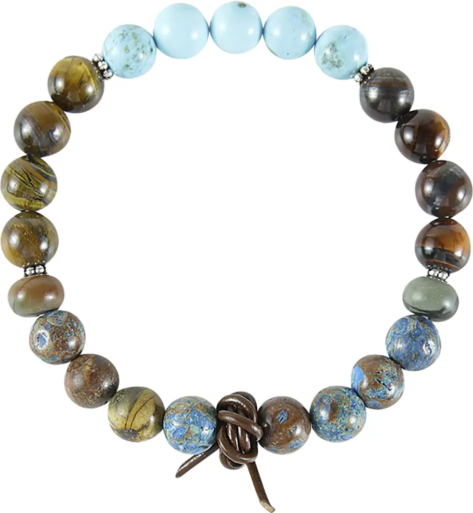 Glorex Armband Naturstein DIY braun-blau 8 mm