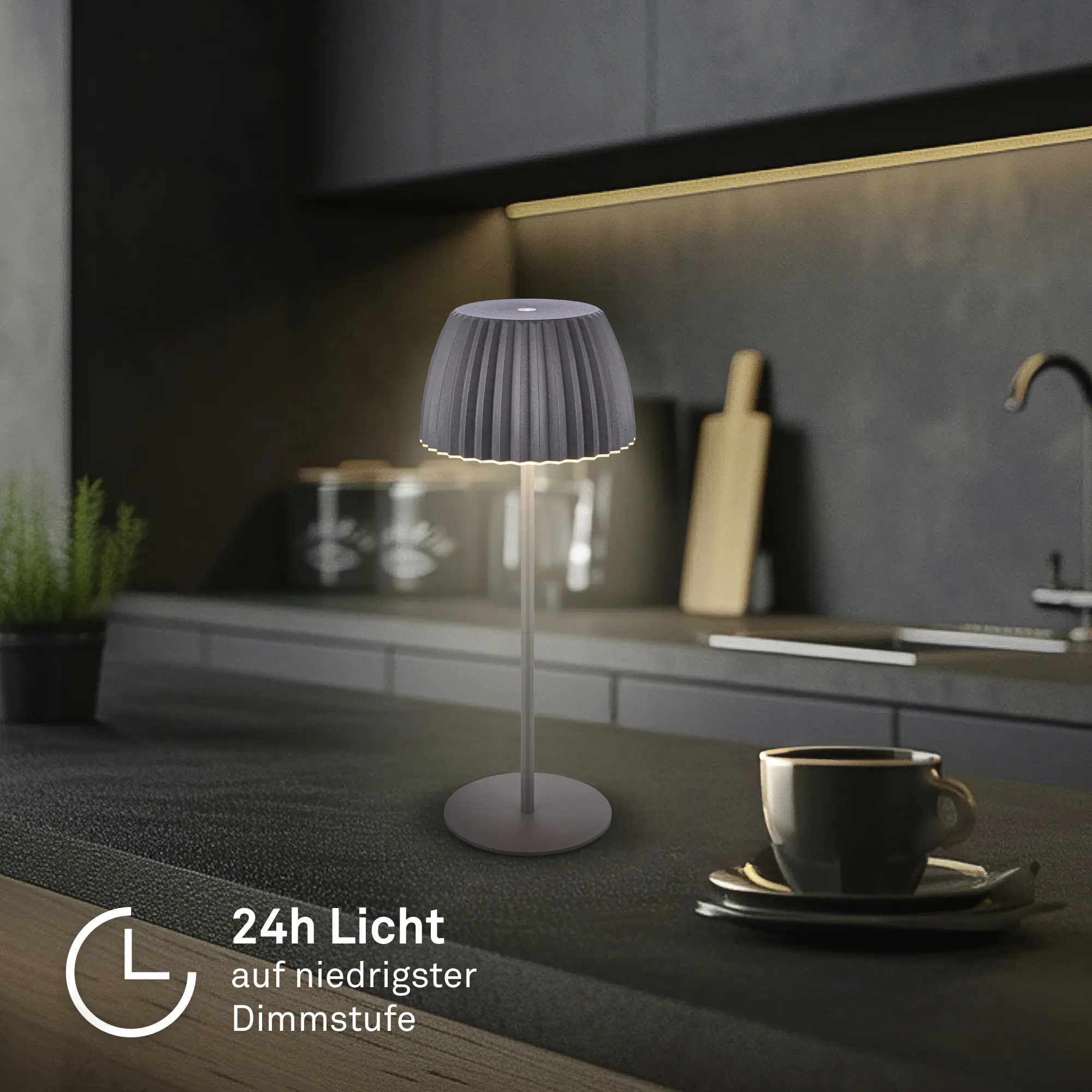 Briloner LED-Tischleuchte Riffle mit Akku anthrazit dimmbar