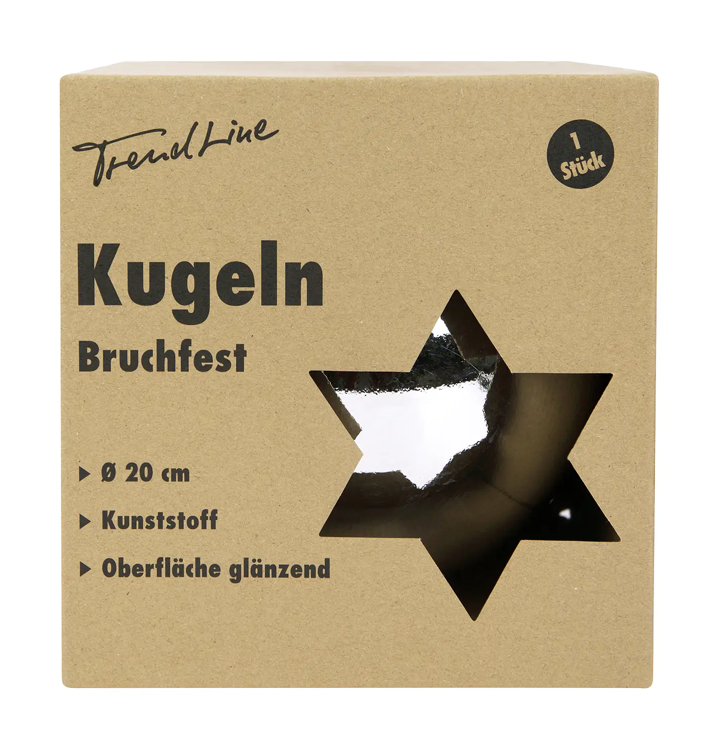 TrendLine Weihnachtskugel bruchfest, langlebig Ø 20 cm silber 1 Stück