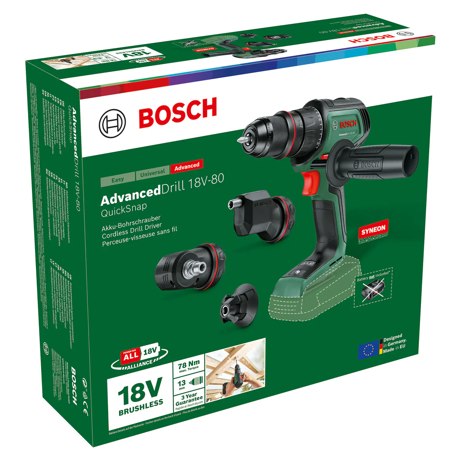 Bosch Akku-Bohrschrauber AdvancedDrill 18V-80 QuickSnap Solo