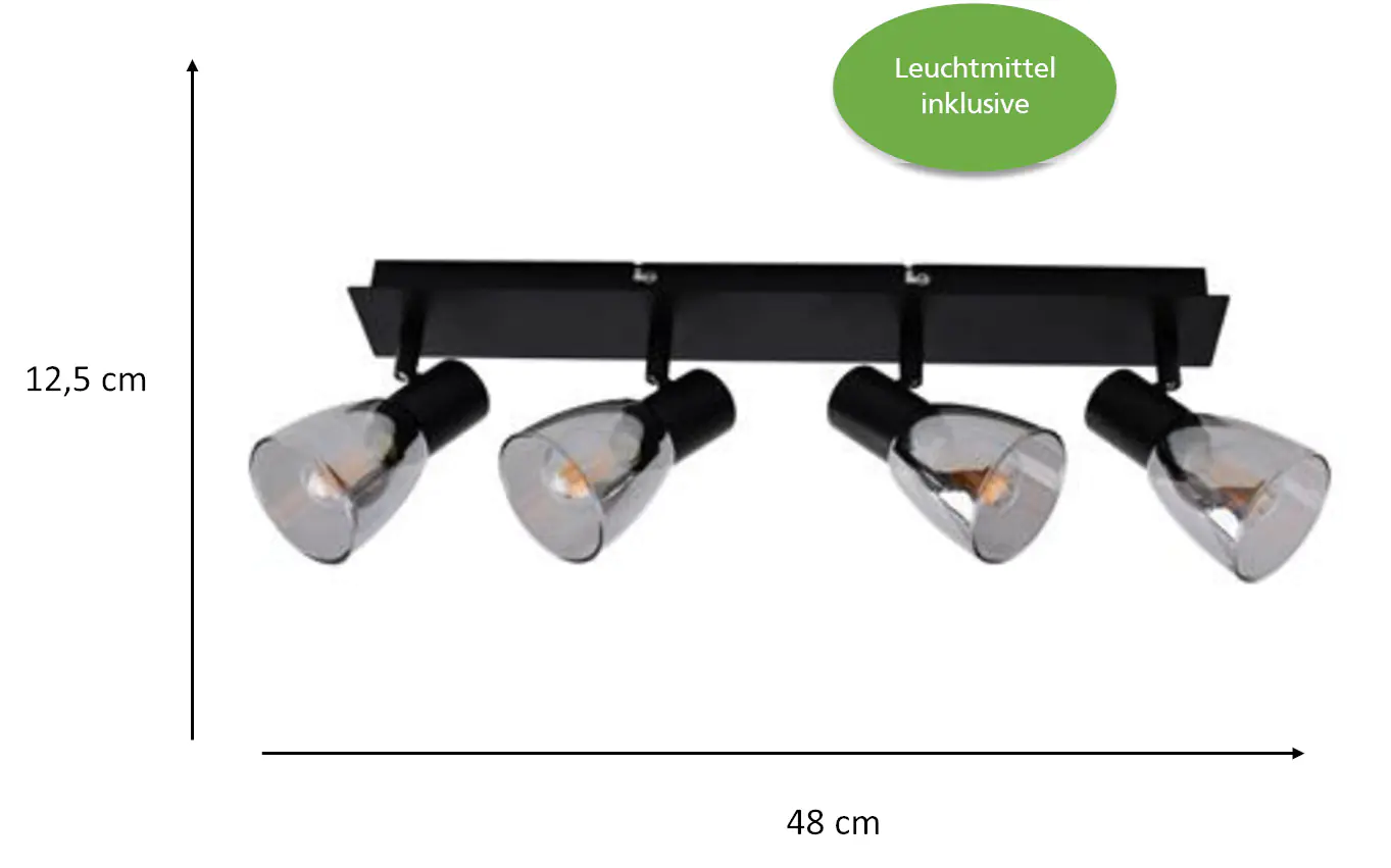 Primaster LED-Deckenlampe 4er Spot Miami E14 48 x 12,5 cm schwarz