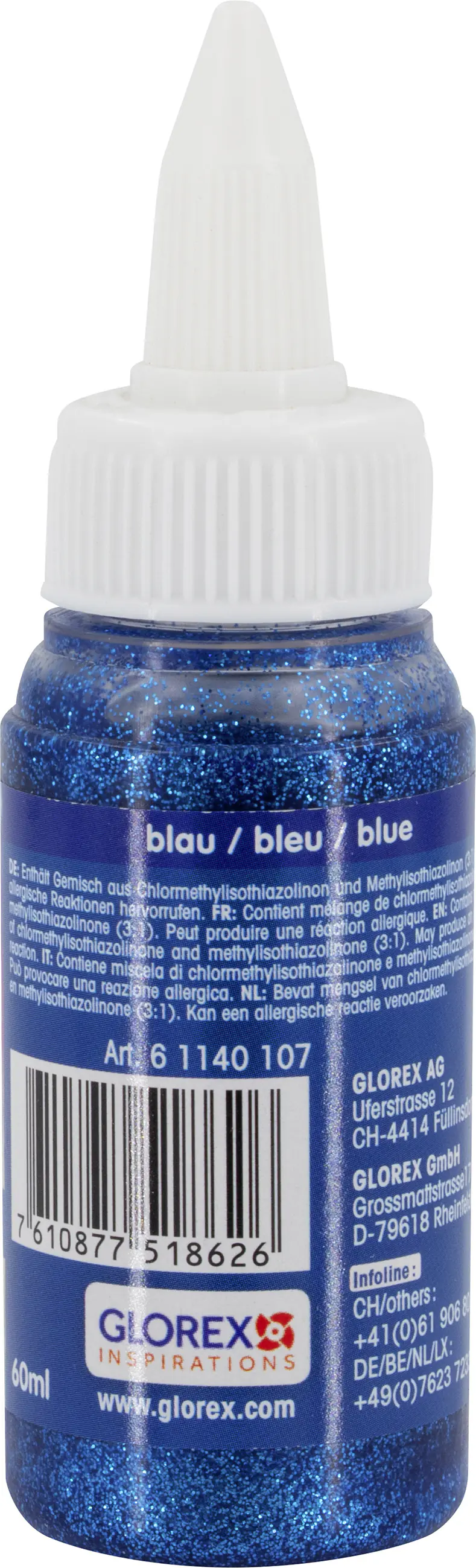Glorex Glitterglue Flasche blau 60 ml