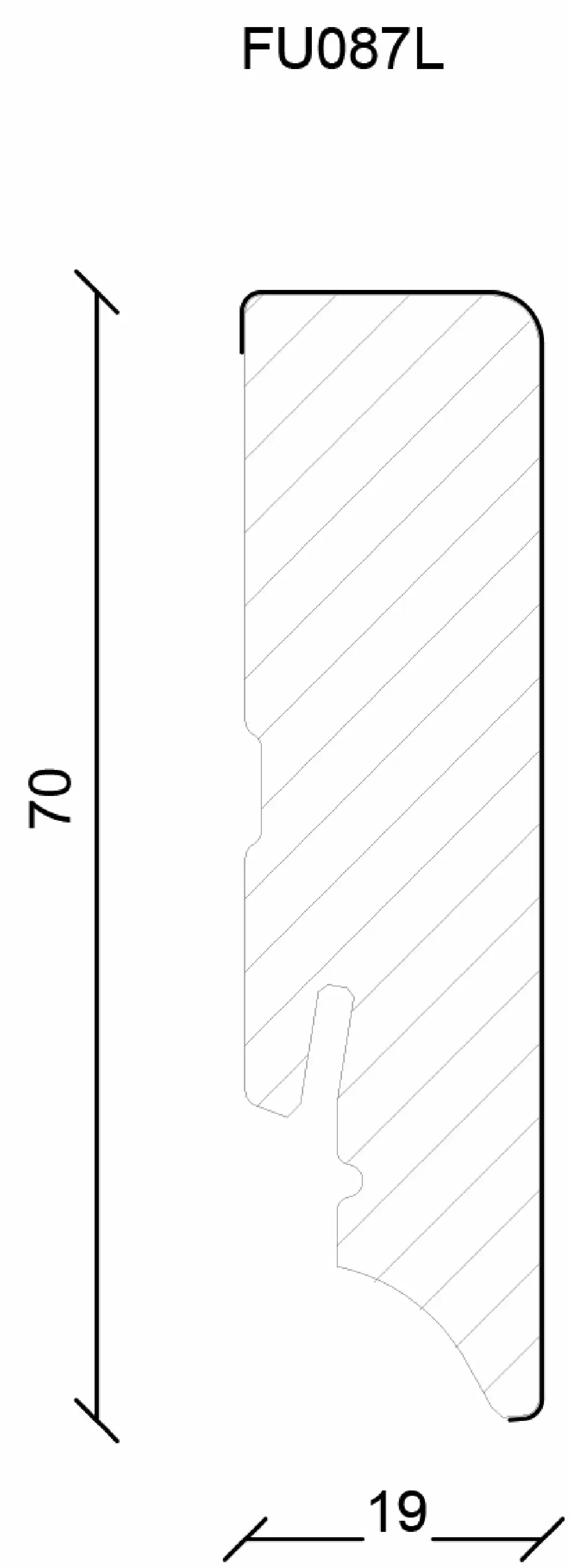 Neuhofer Fußleiste 240 cm 70 x 19 mm Seekiefer grau