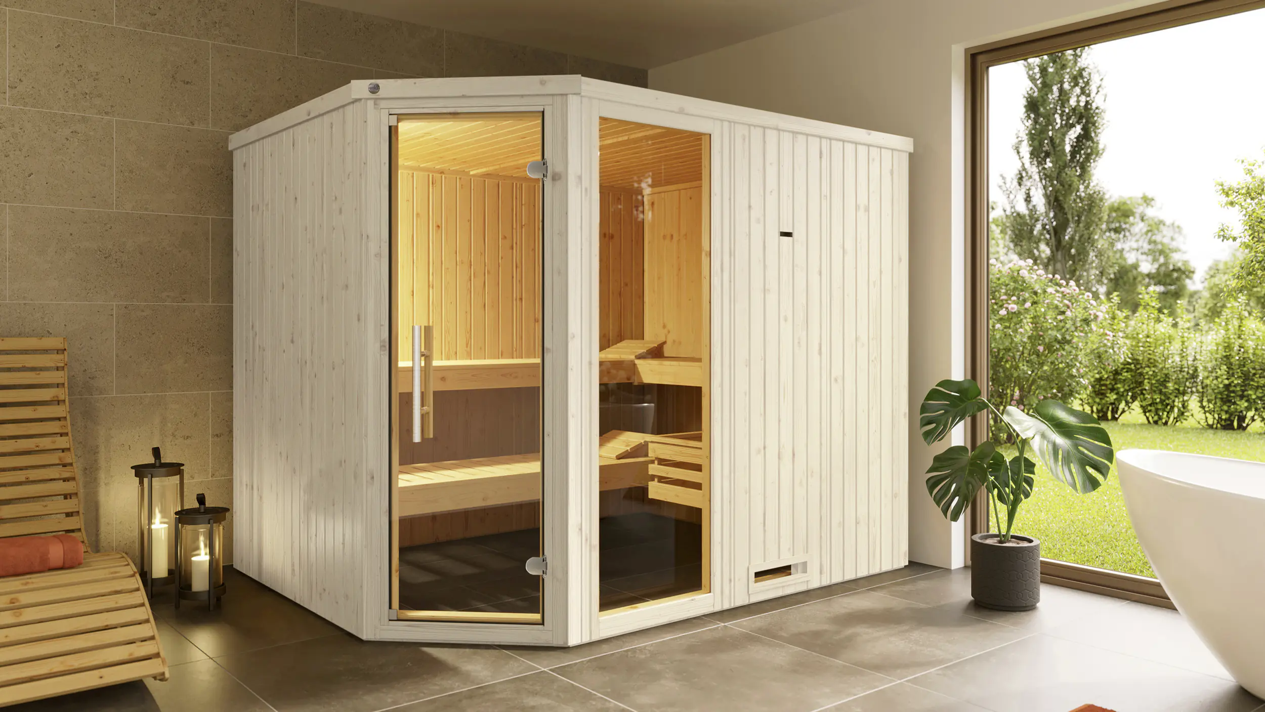 Weka Sauna Varberg 4 mit Glastür & Fenster 4,65 m²
