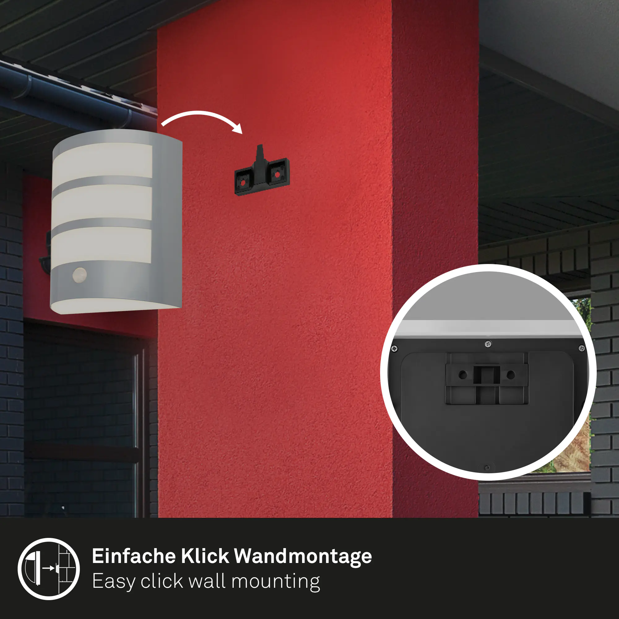 Briloner LED Außenwandleuchte Akku 5,8W chrom Sensor warmweiß