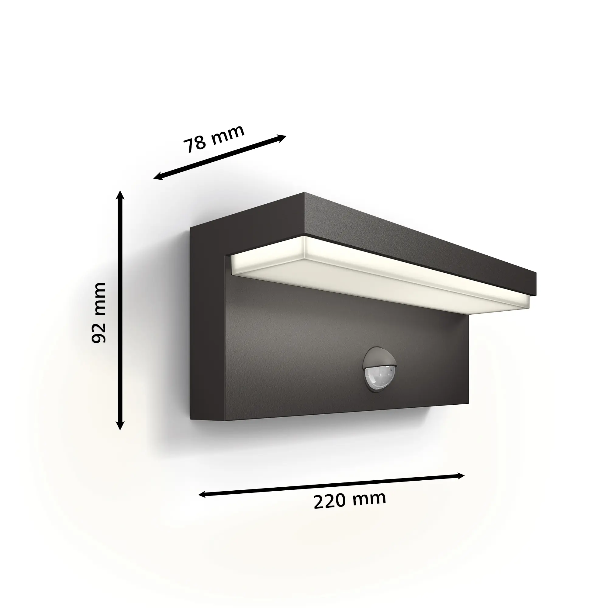 Philips LED Außenwandleuchte Bustan anthrazit mit Bewegunsmelder warmweiß