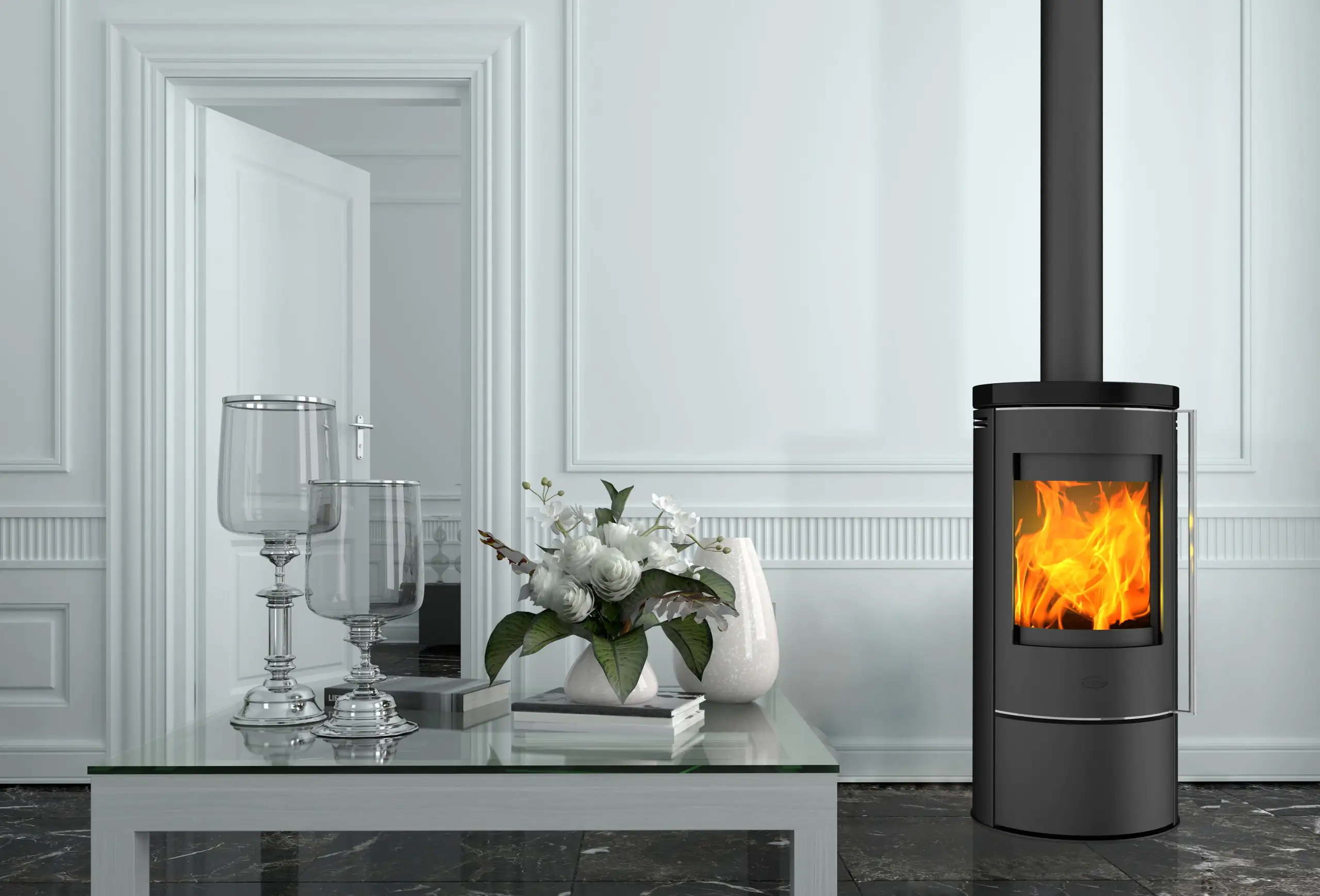 Fireplace Kaminofen Rondale Keramik schwarz 5 kW