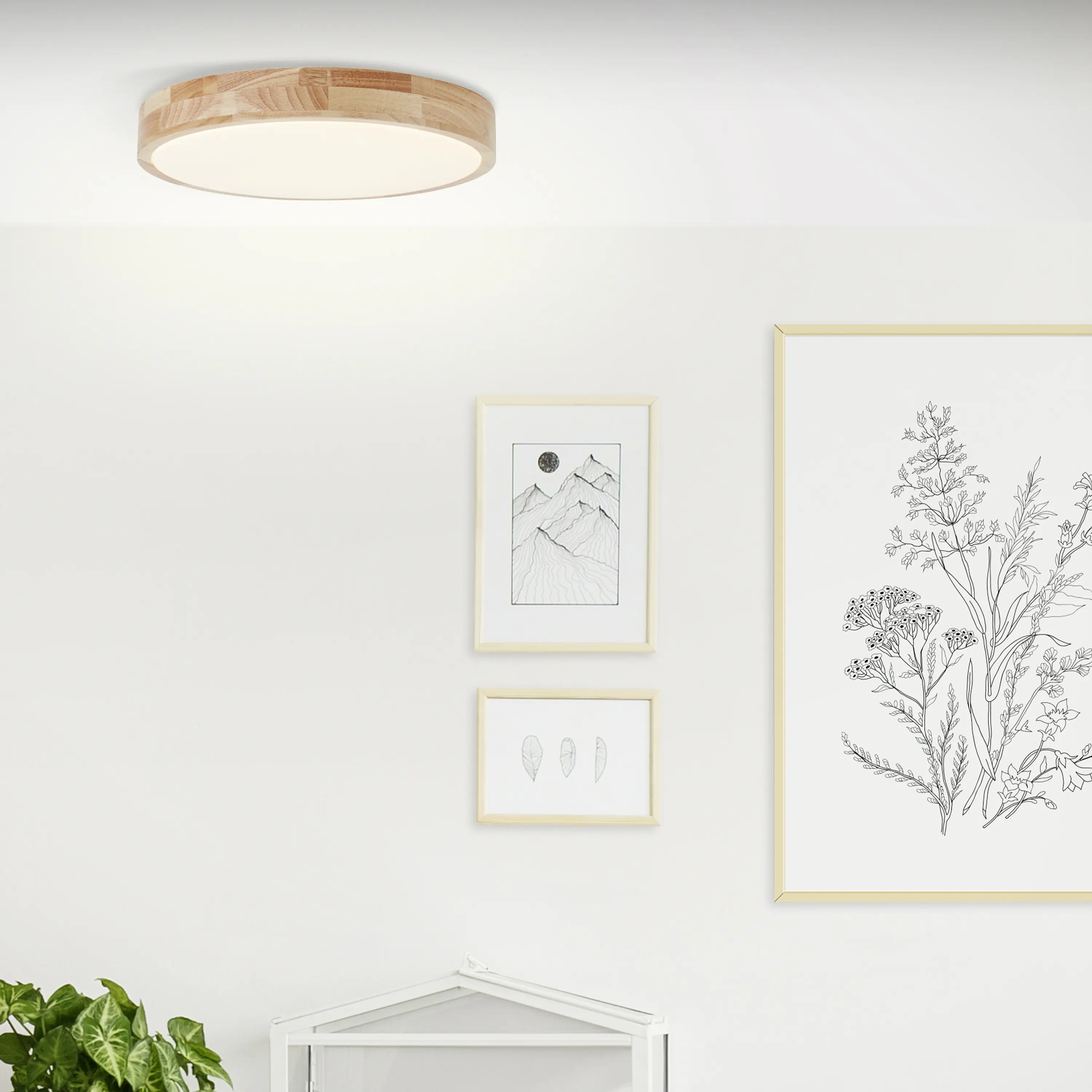 Brilliant LED Deckenleuchte Slimline holz weiß 39 x 8 cm 22 W 