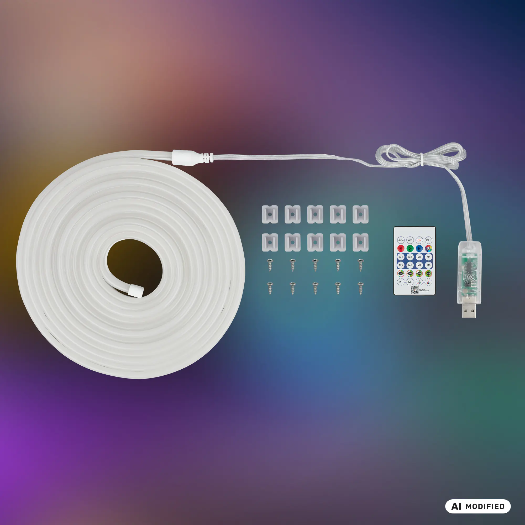 Briloner LED-Streifen Neon RGB mit Musiksensor 5 m dimmbar weiß