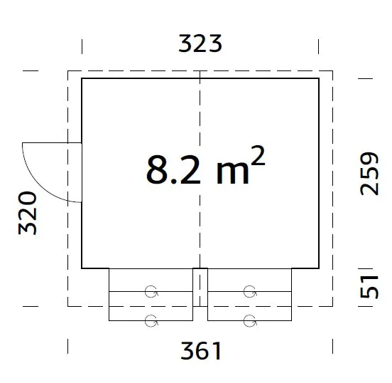 Palmako Kiosk Stella 323 x 259 cm naturbelassen