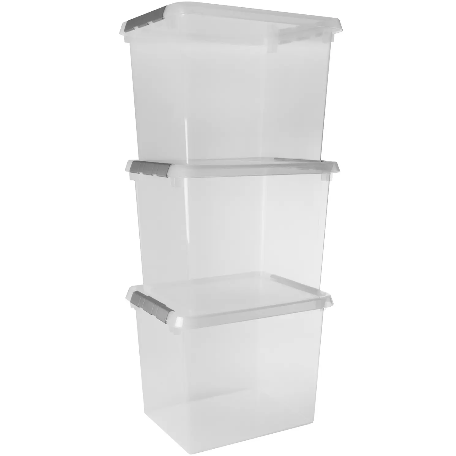 Sunware Aufbewahrungsbox Comfort-Line mit Deckel 50 x 40 cm 52 L transparent 3er Set