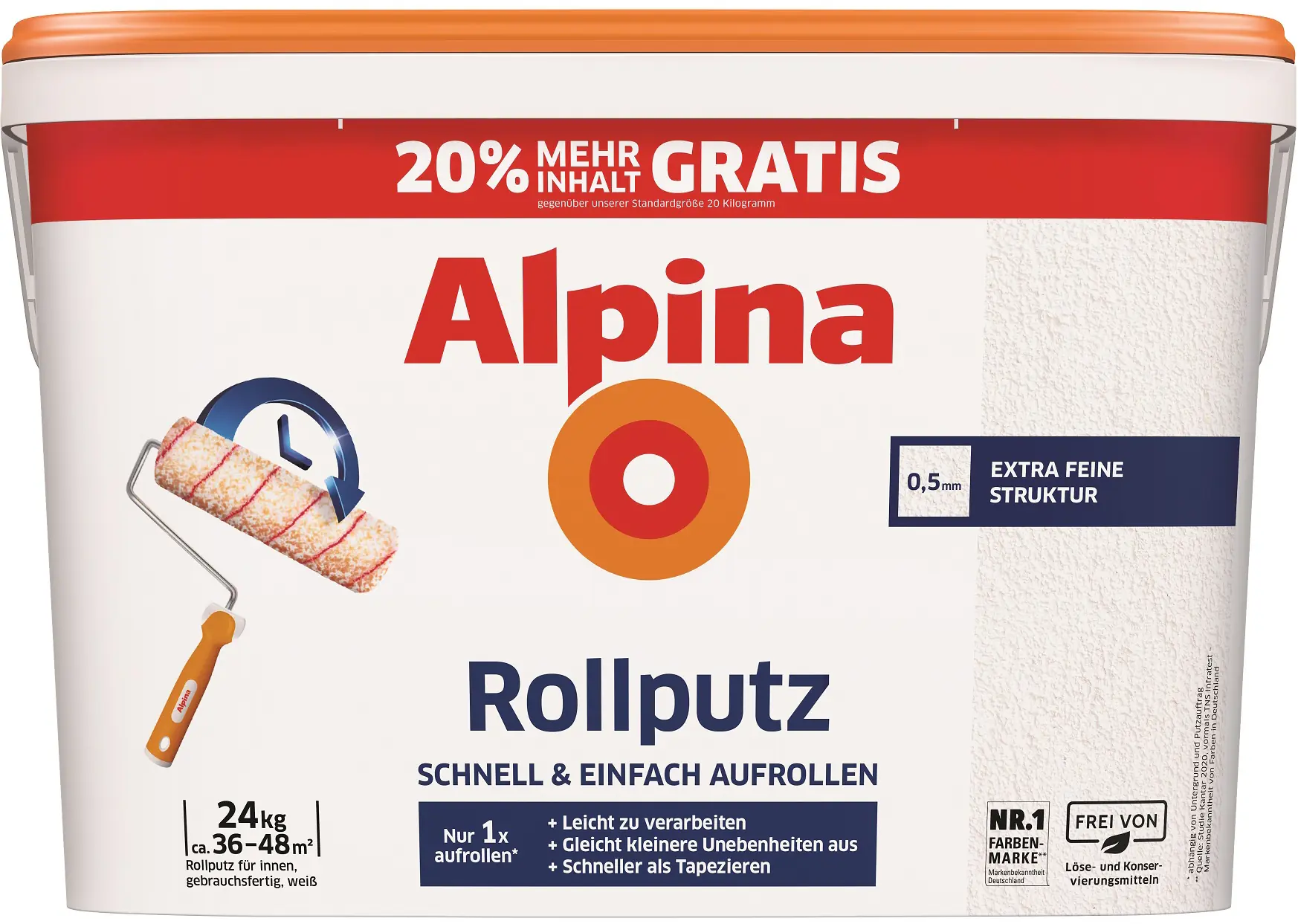 Alpina Rollputz 24 kg 0,5 mm Körnung weiß