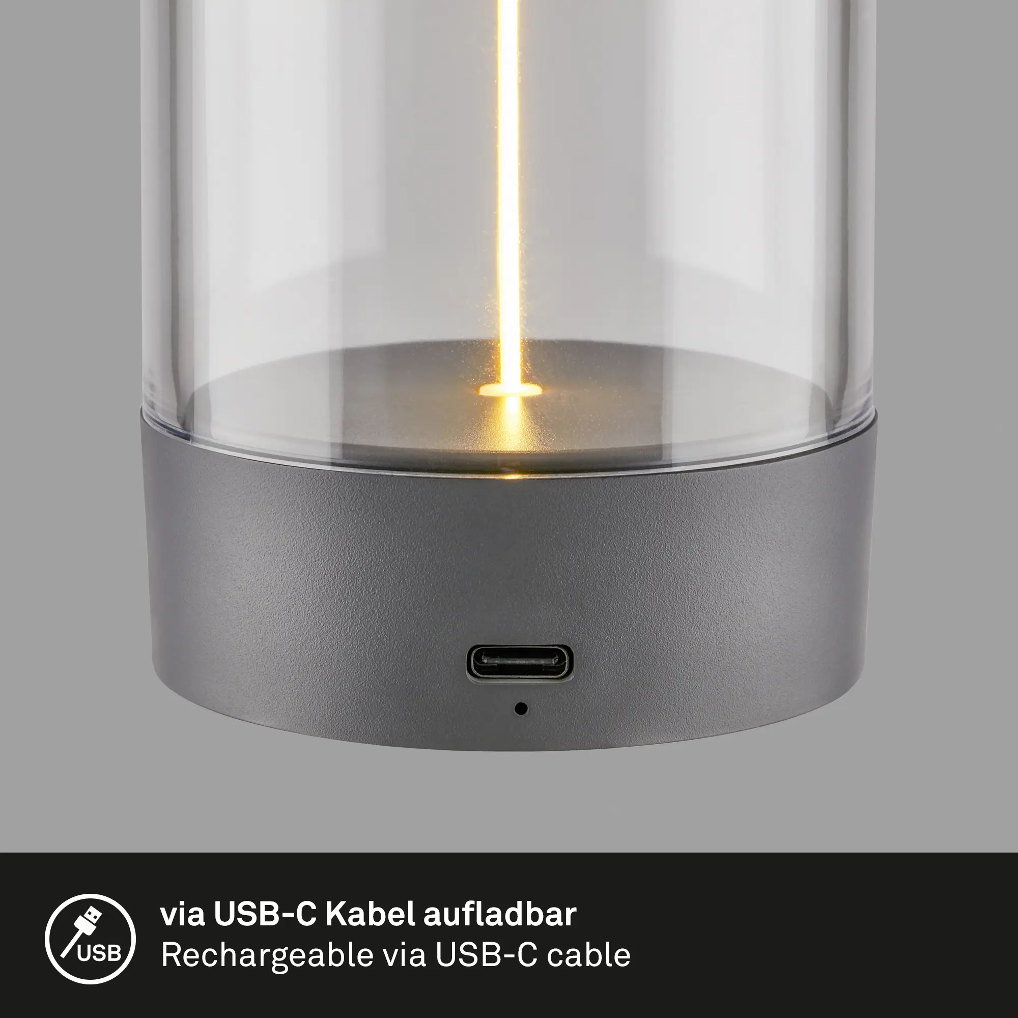 Briloner LED Akku-Tischleuchte Wiggle anthrazit 15 cm warmweiß dimmbar
