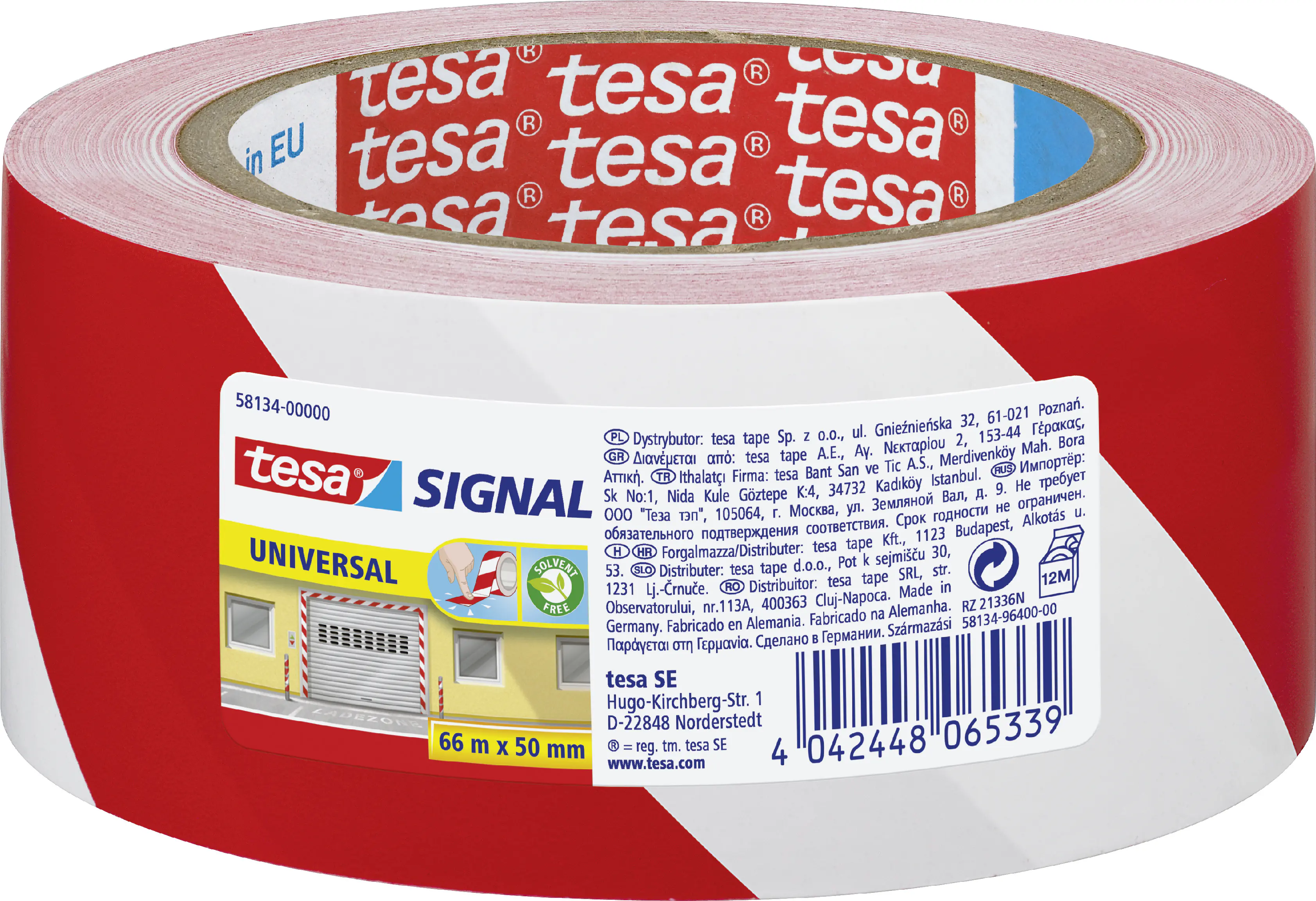 tesa Markierungs- und Warnklebeband Signal 66 m x 50 mm, rot-weiß