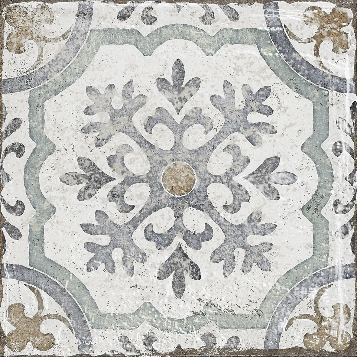 Bodenfliese Feinsteinzeug Marrakesh 20 x 20 cm blau-beige