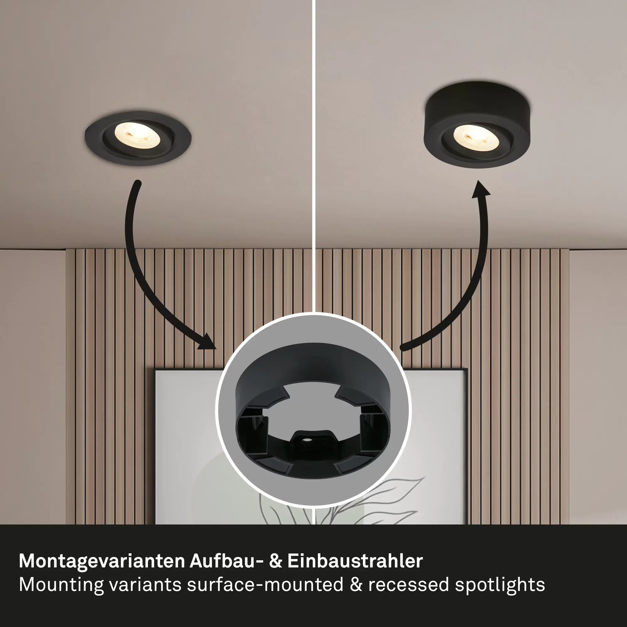 Briloner LED-Aufbau und Einbauleuchte 2in1 Mini Ein-& Aufbau 9W 500lm schwarz dimmbar