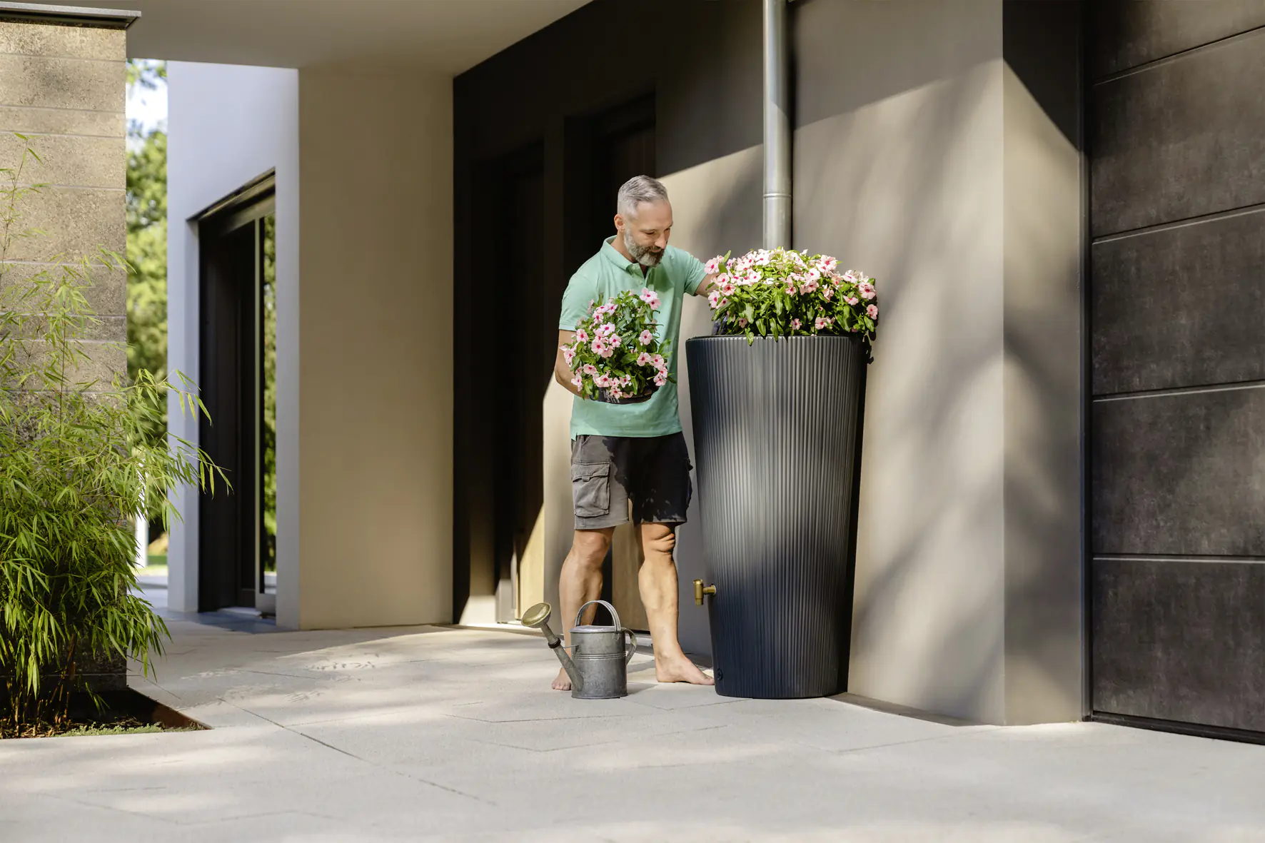 4rain Regenspeicher Vaso Decor 2in1, 220 l, Graphite grey
