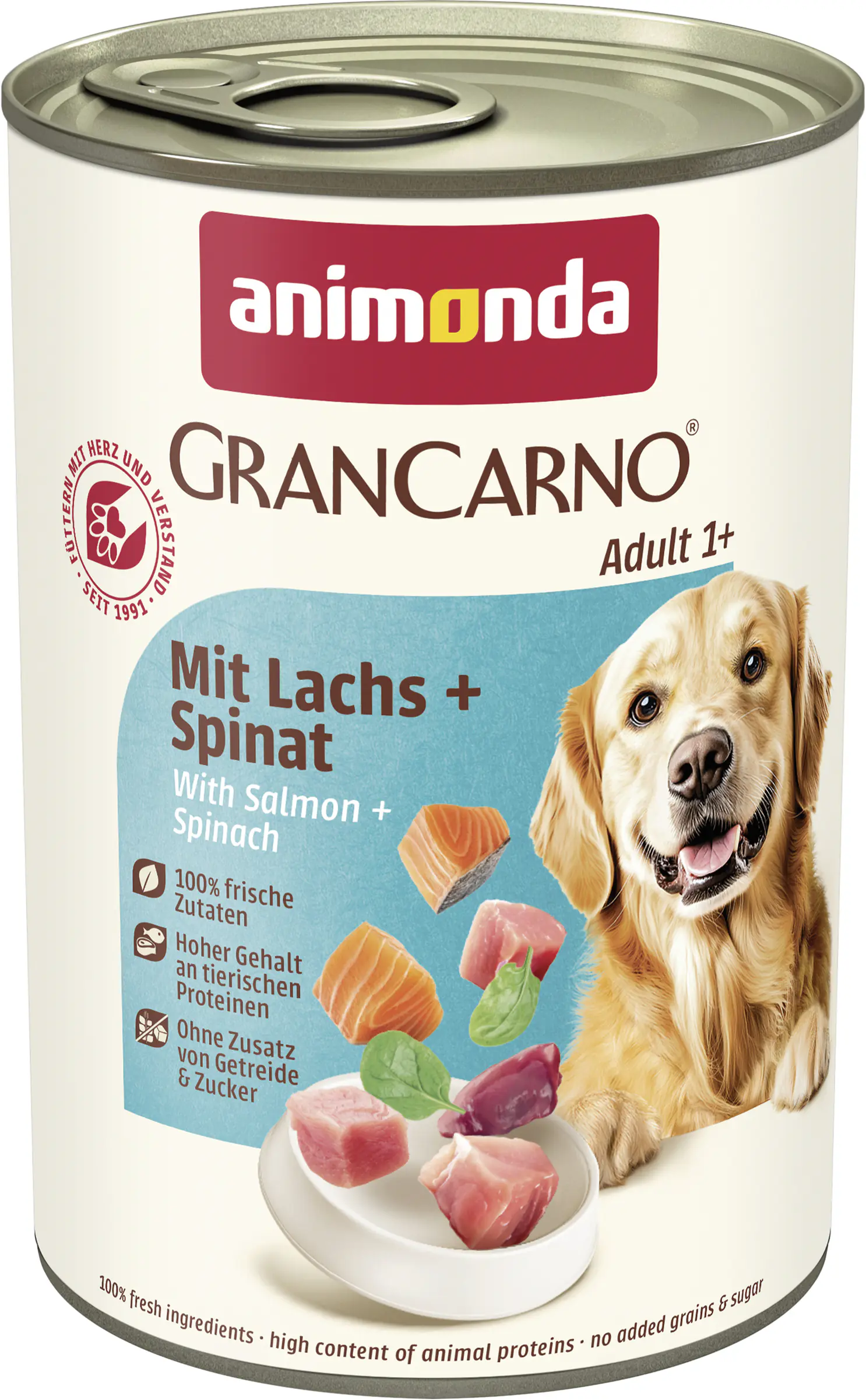 Animonda GranCarno Hundenassfutter Adult getreidefrei 400 g Lachs & Spinat