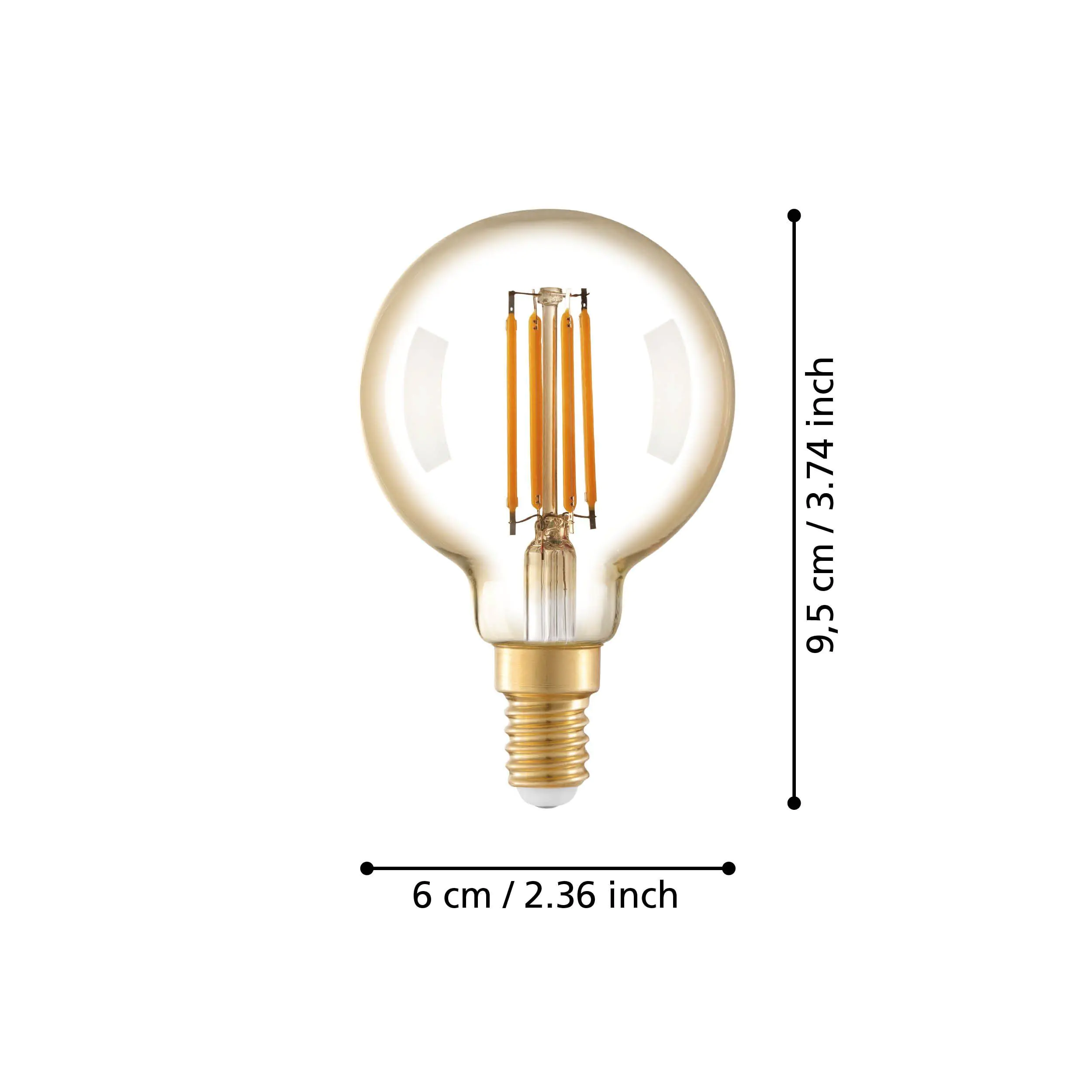 Eglo LED Leuchtmittel G60 E14 Globeform 4 W warmweiß amber