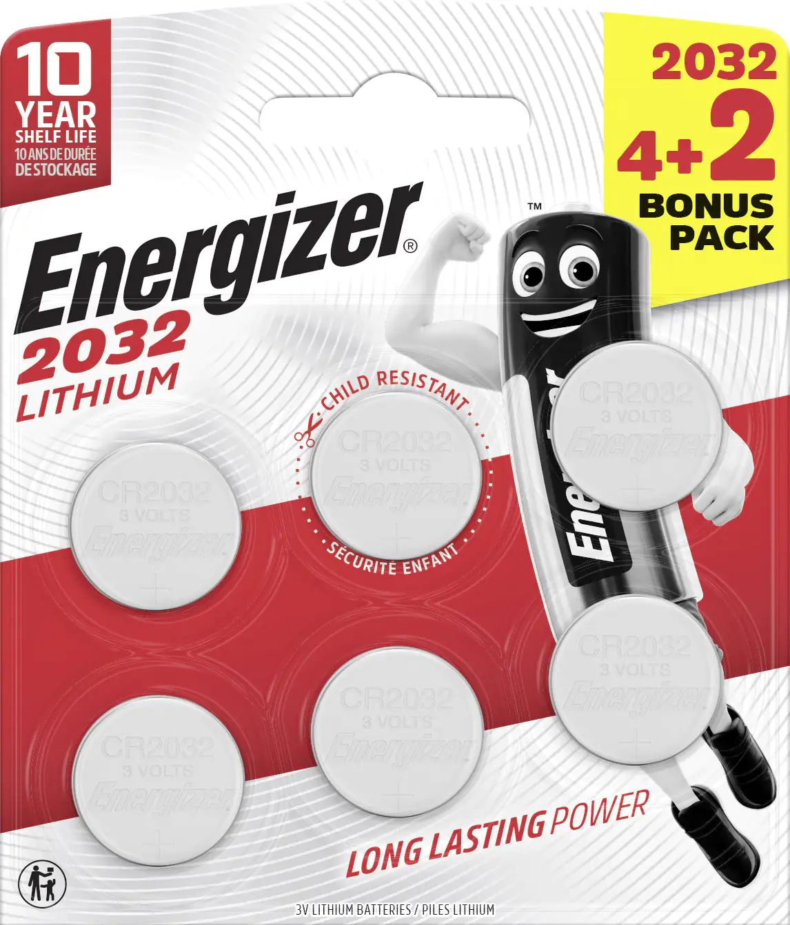 Energizer Knopfzelle CR 2032 Lithium 3V 4 + 2 Stück