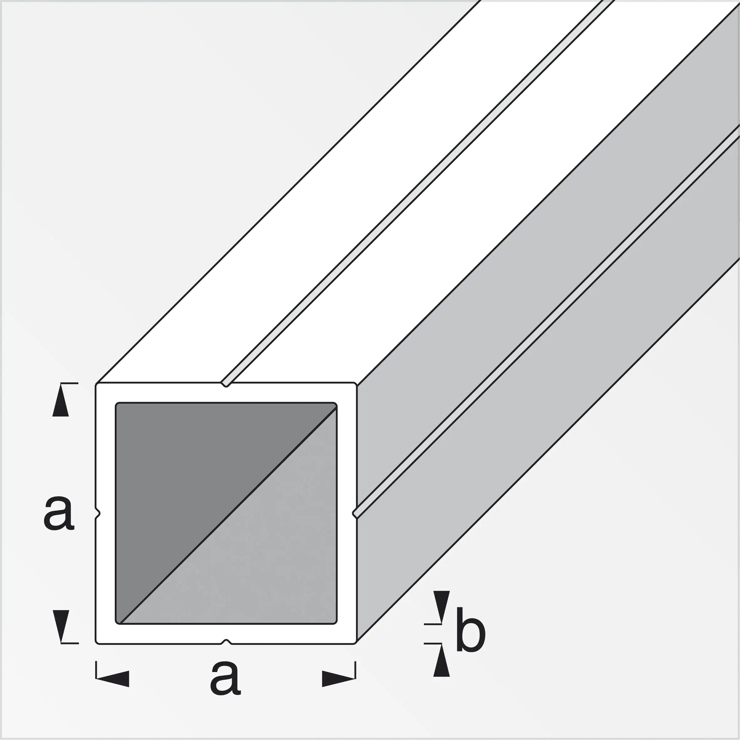 alfer Quadratrohr 1 m, 23.5 x 1.5 mm, PVC (Kunststoff), glatt, grau
