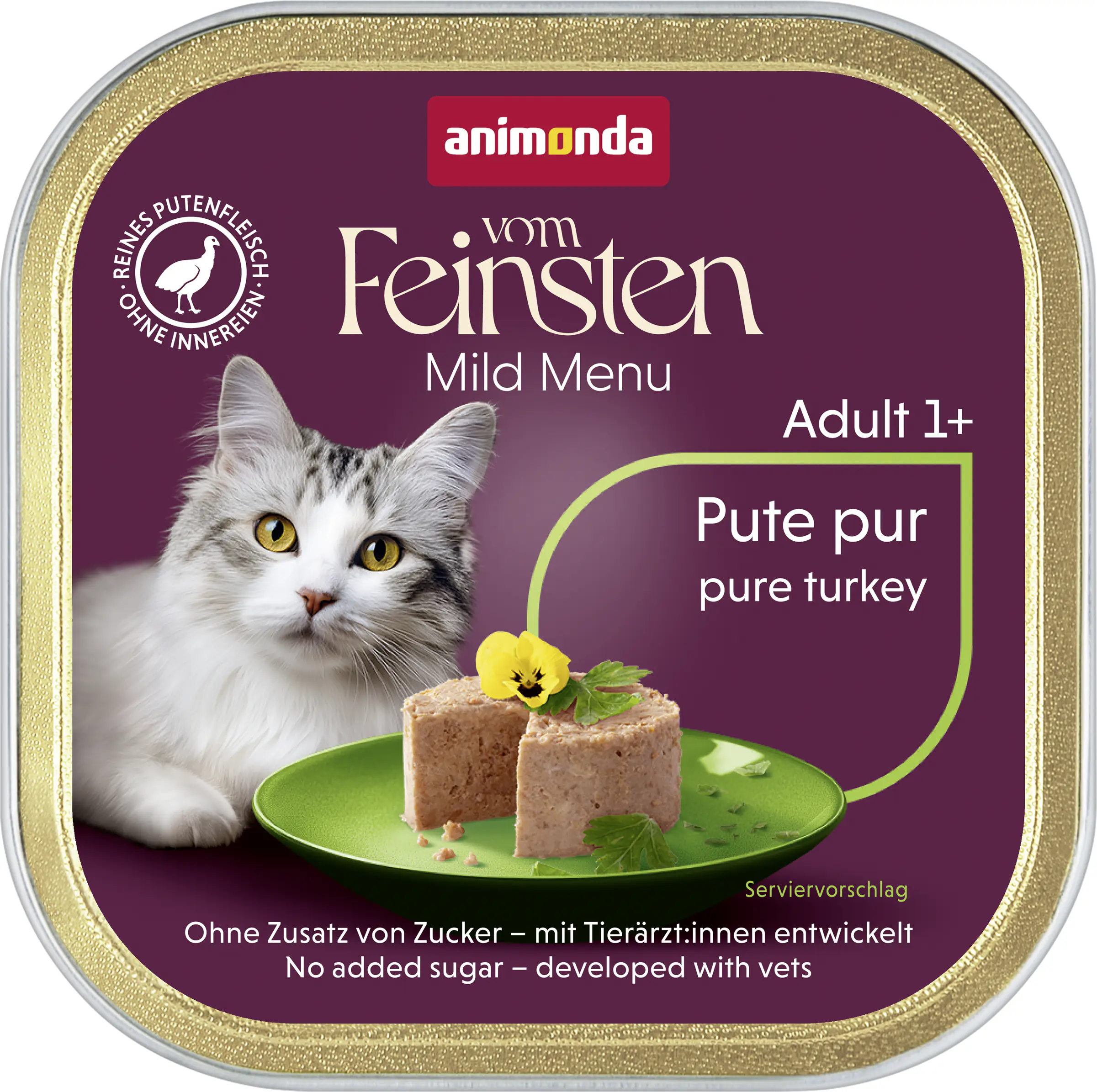 Vom Feinsten Katzennassfutter Mildes Menü Pute pur, 100g