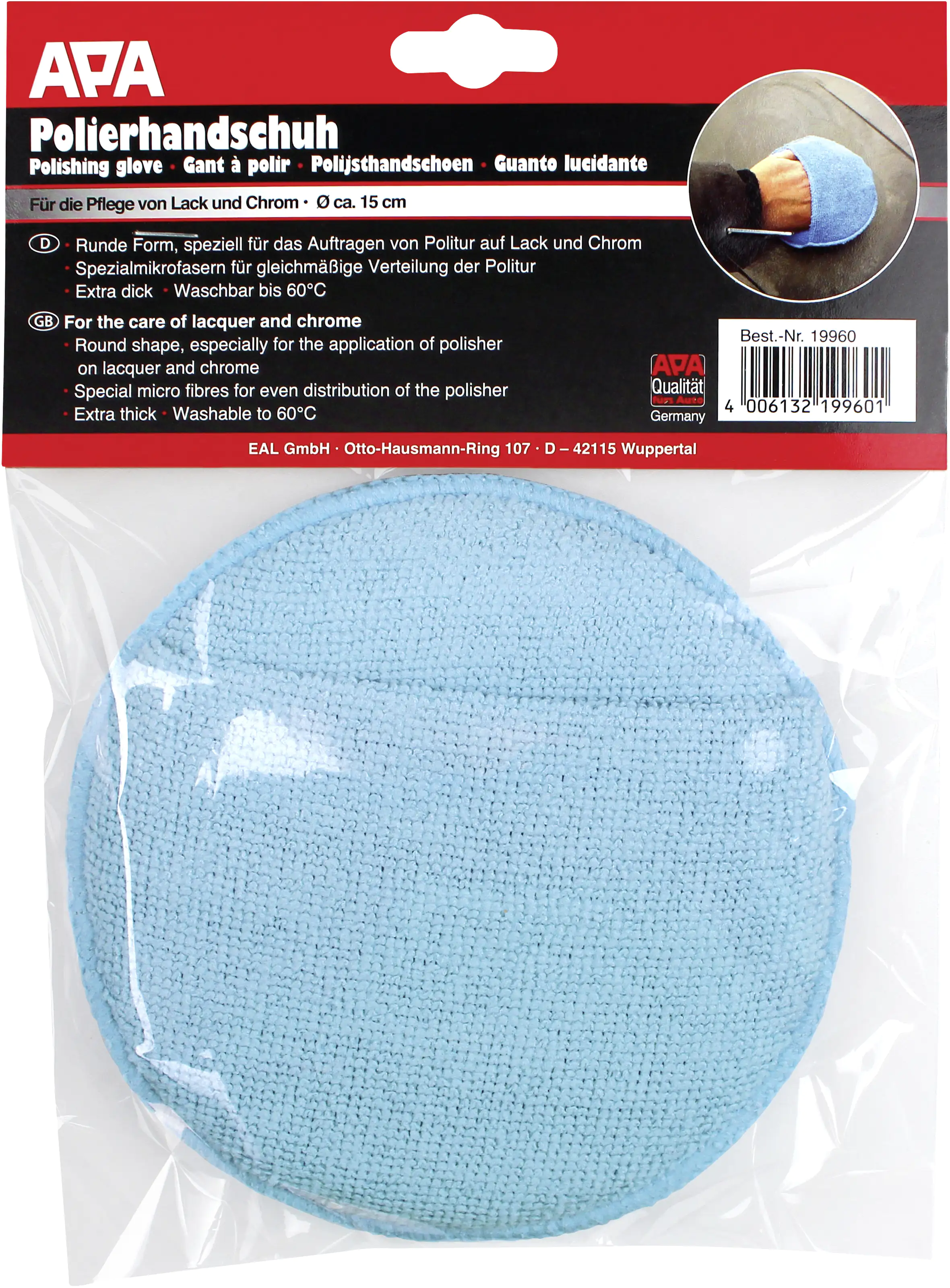 APA Polierhandschuh blau rund Ø 15cm