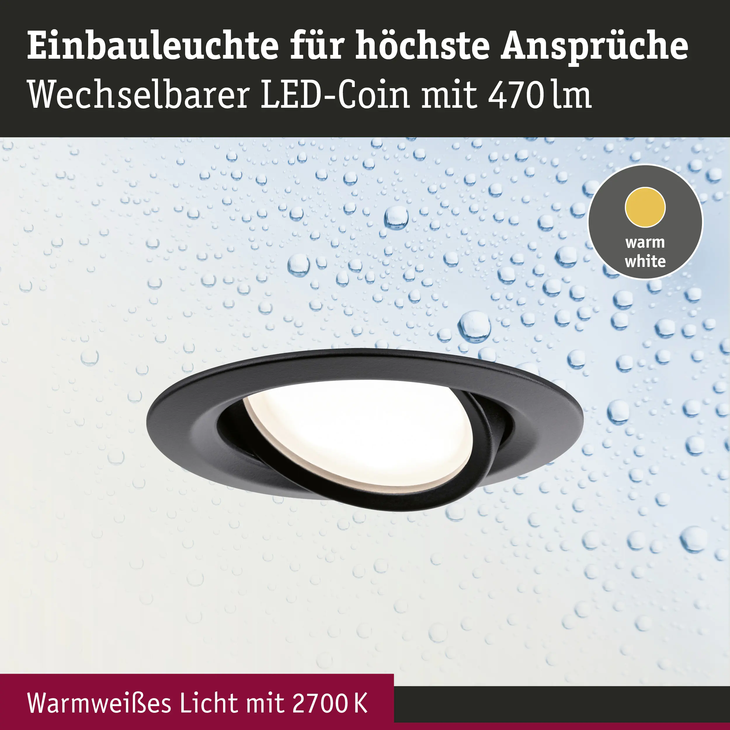 Paulmann LED Einbauleuchte Coin Nova Plus schwarz matt Ø 9,3 cm schwenkbar warmweiß