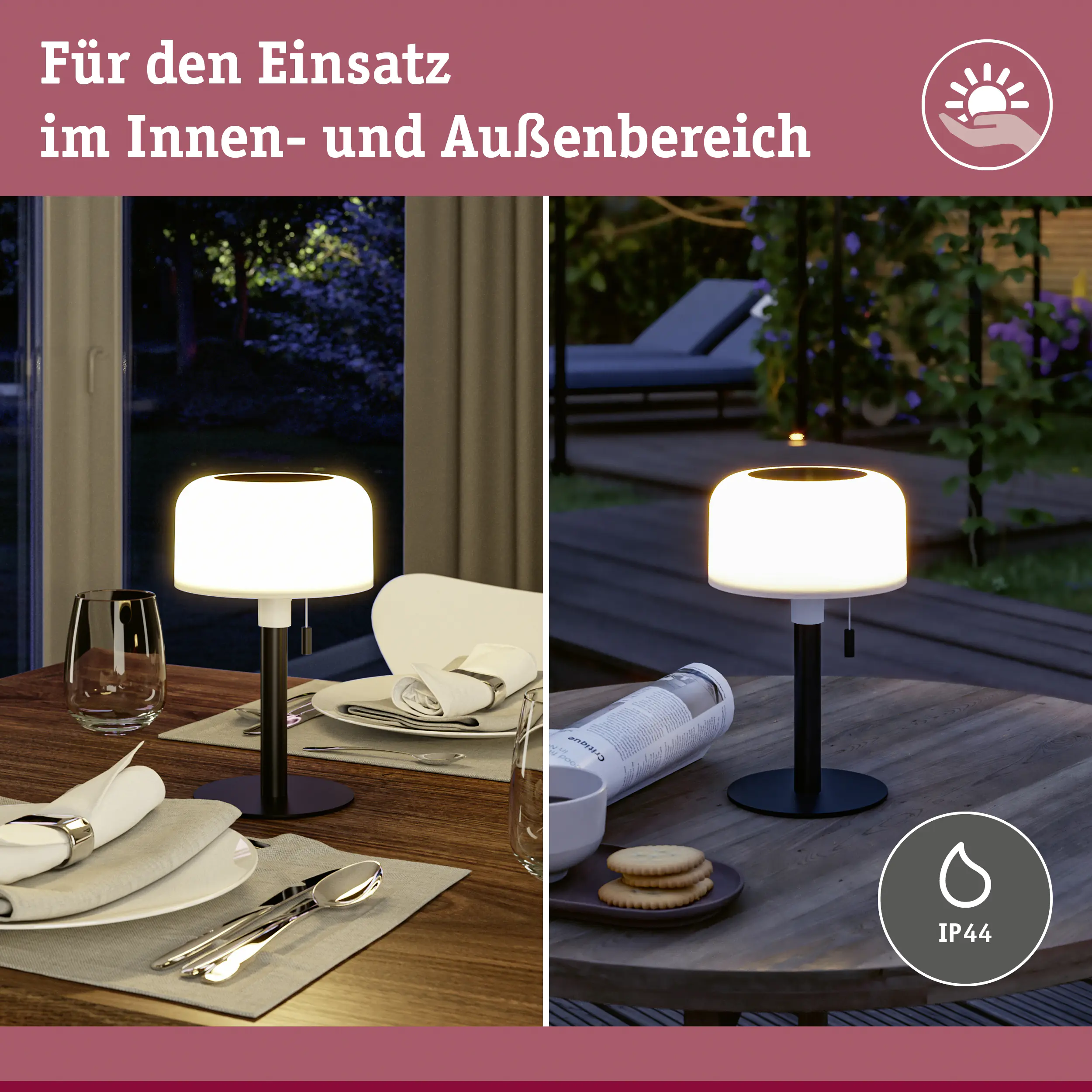 Paulmann Solar-Akku-Tischleuchte Bartja schwarz 24 cm warmweiß