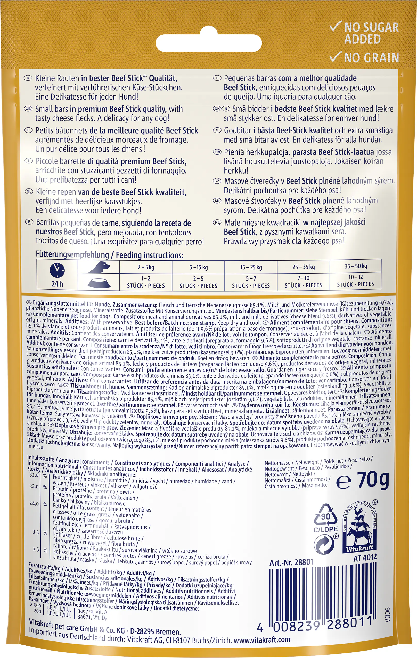 Vitakraft Beef Stick® Quadros® Käse 70 g