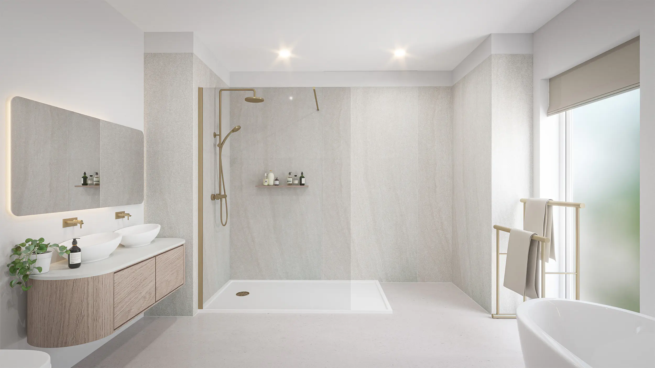 Wetwall Elite Wandpaneel  Moonlit Sand 120 x 242 cm mit Nut & Feder