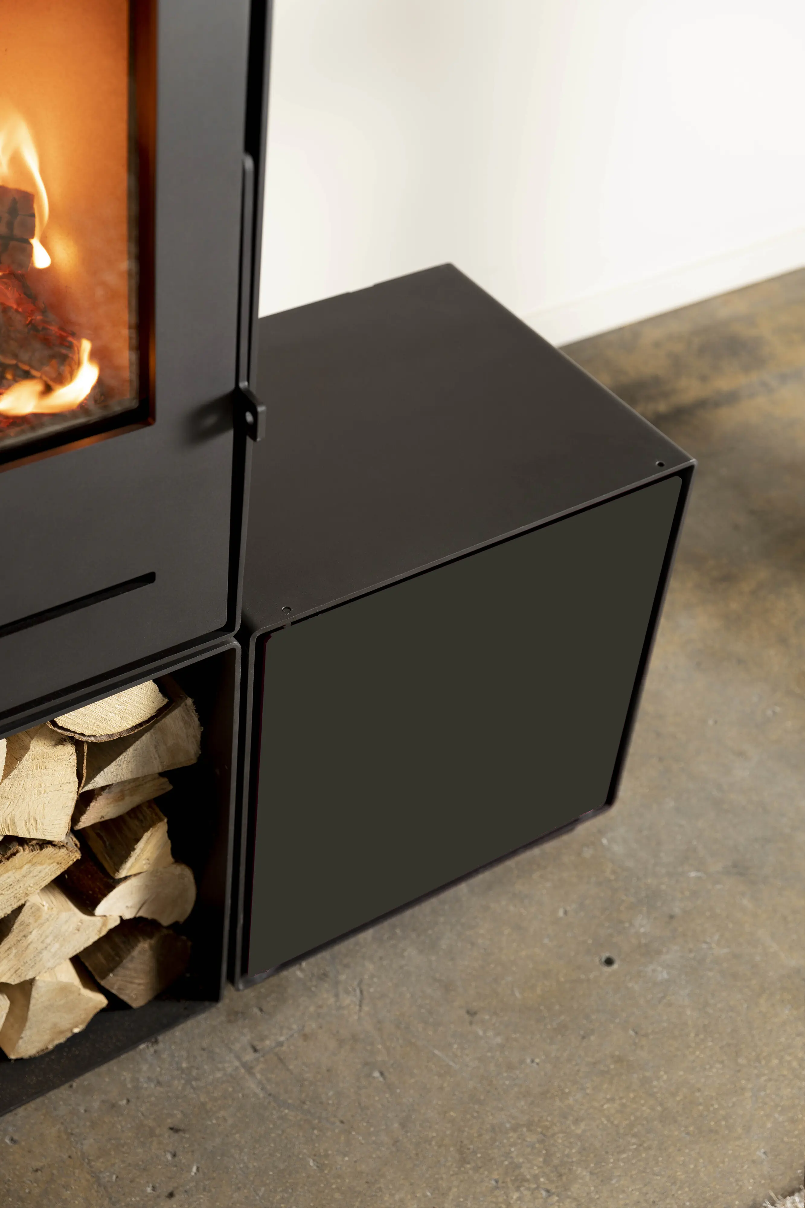 FireFix Tür & Regalböden für quadratische Box zu Kaminofen Nele 44,2 x 35,5 cm grau