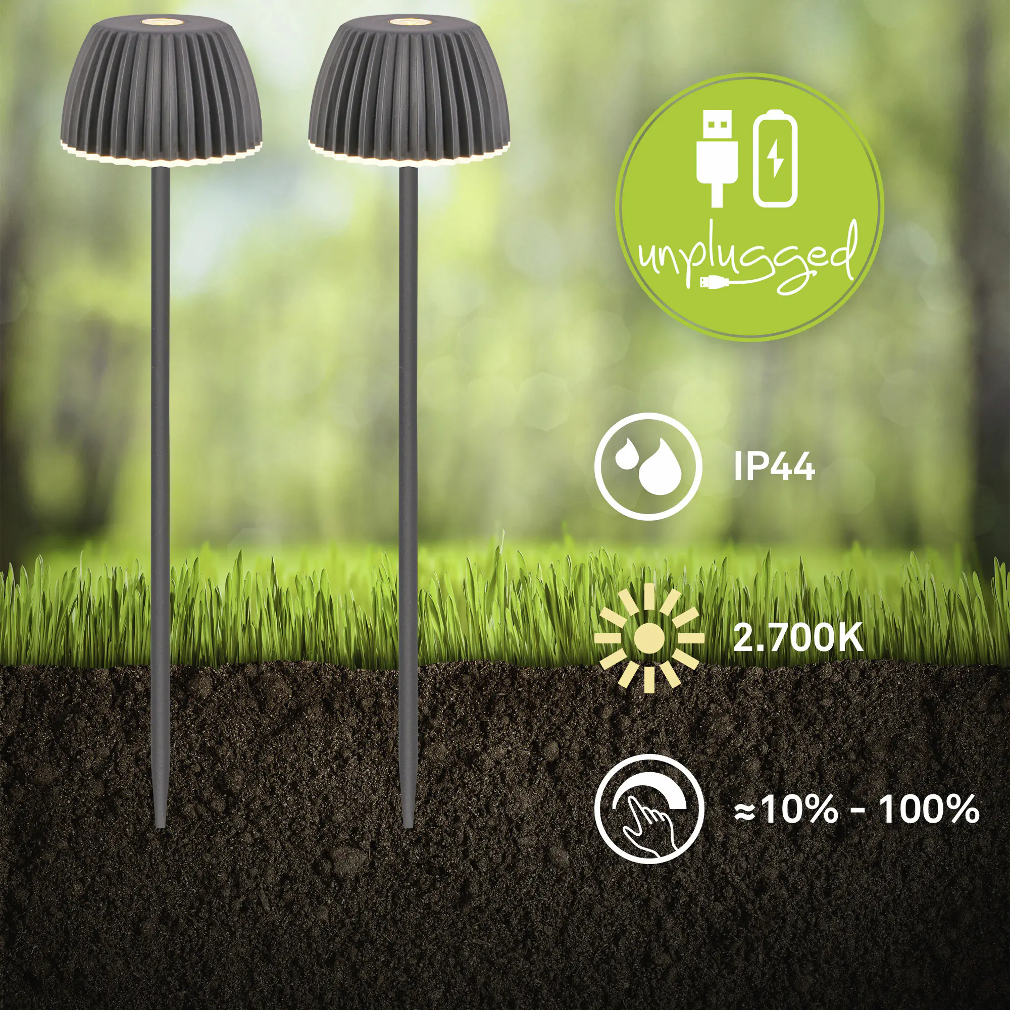 Briloner LED-Gartenleuchte Spießleuchte Riffle anthrazit dimmbar 