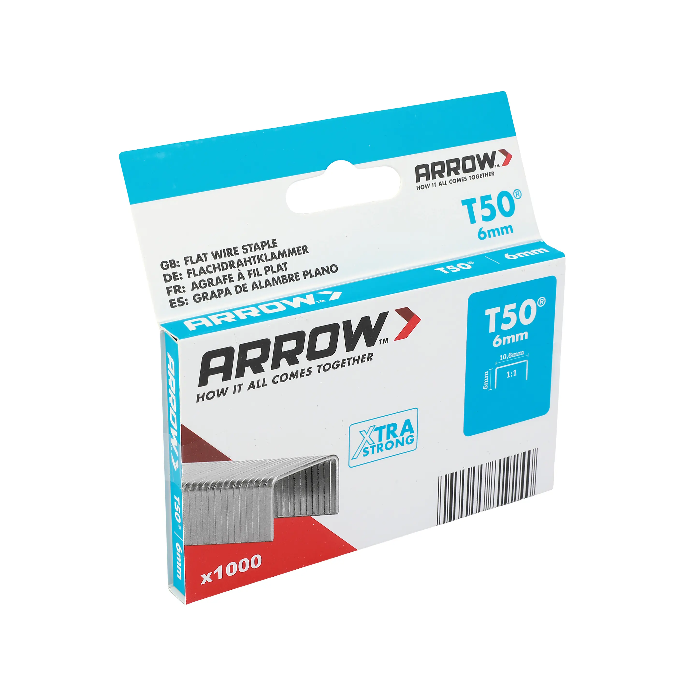 Arrow Tackerklammer Flachtdraht T50 6 mm Folie 1000 Stück