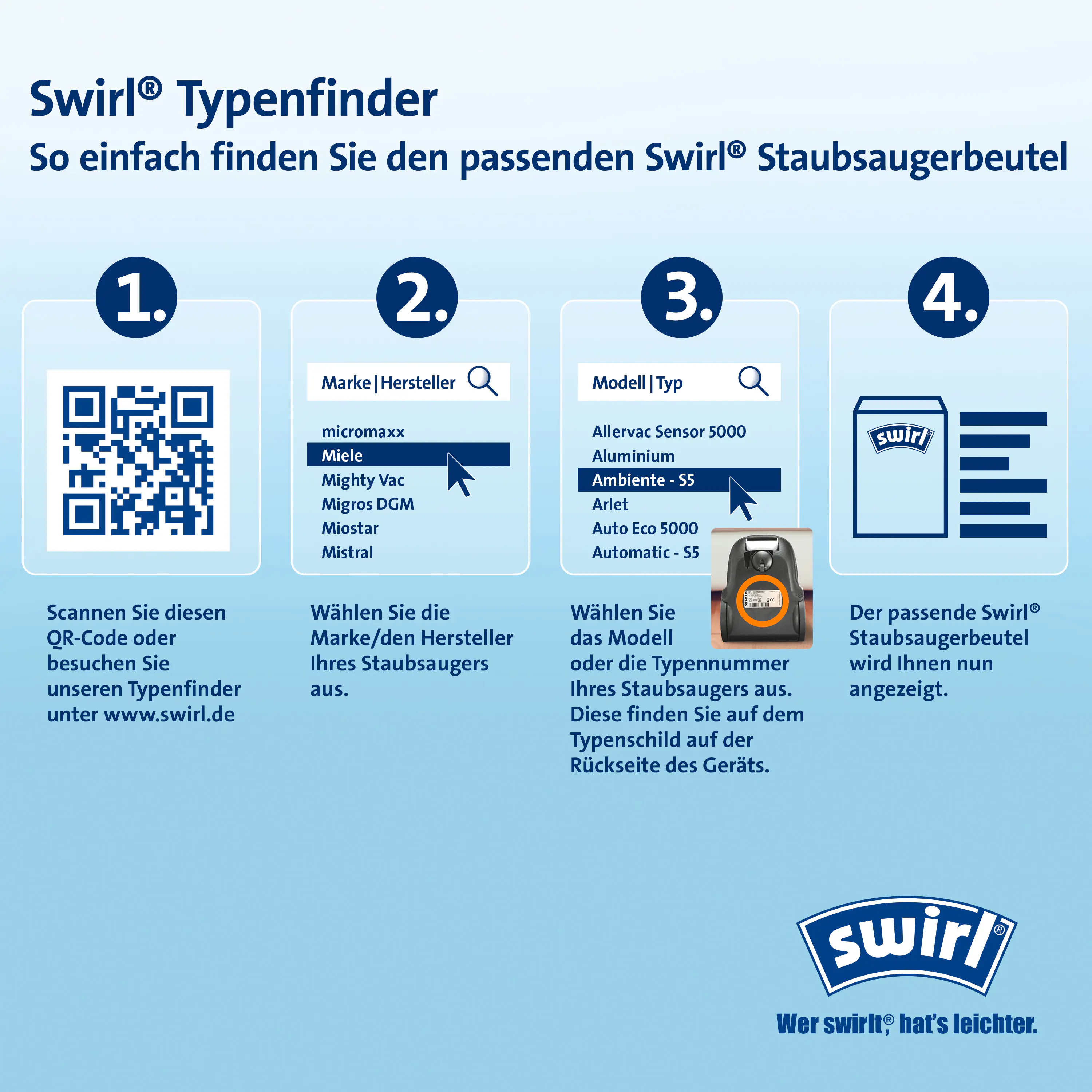 Swirl S 62 EcoPor Staubsaugerbeutel 4 Staubbeutel + 1 Filter