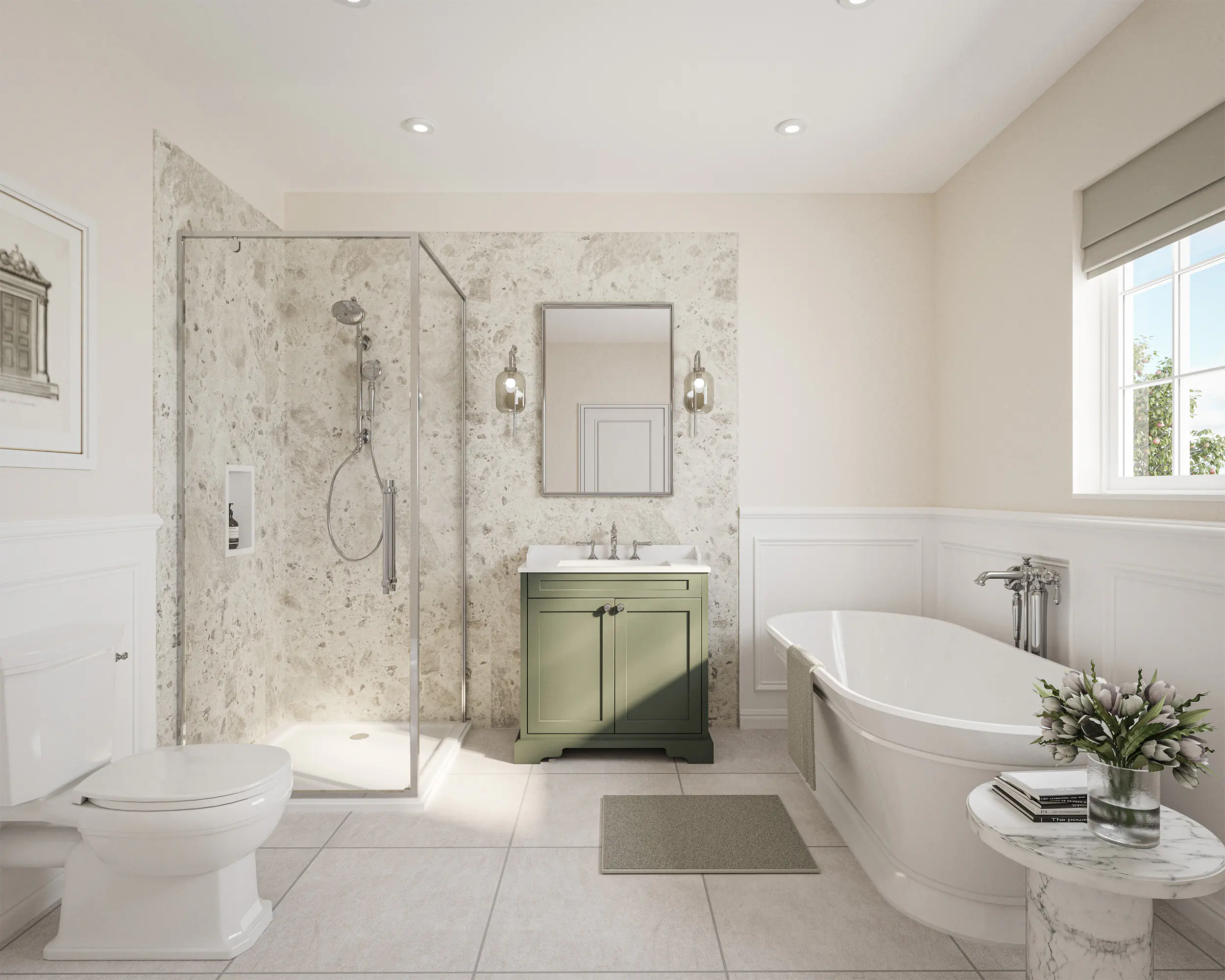 Wetwall Elite Wandpaneel  Terrazzo Rock 120 x 242 cm mit abgerundeter Abschlusskante