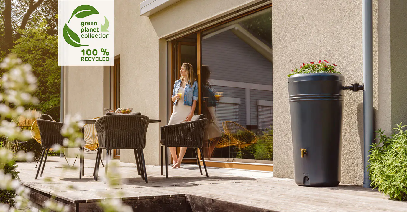 4rain Regenspeicher Azura 2in1, 120 L Graphite Grey inkl. Pflanzschale